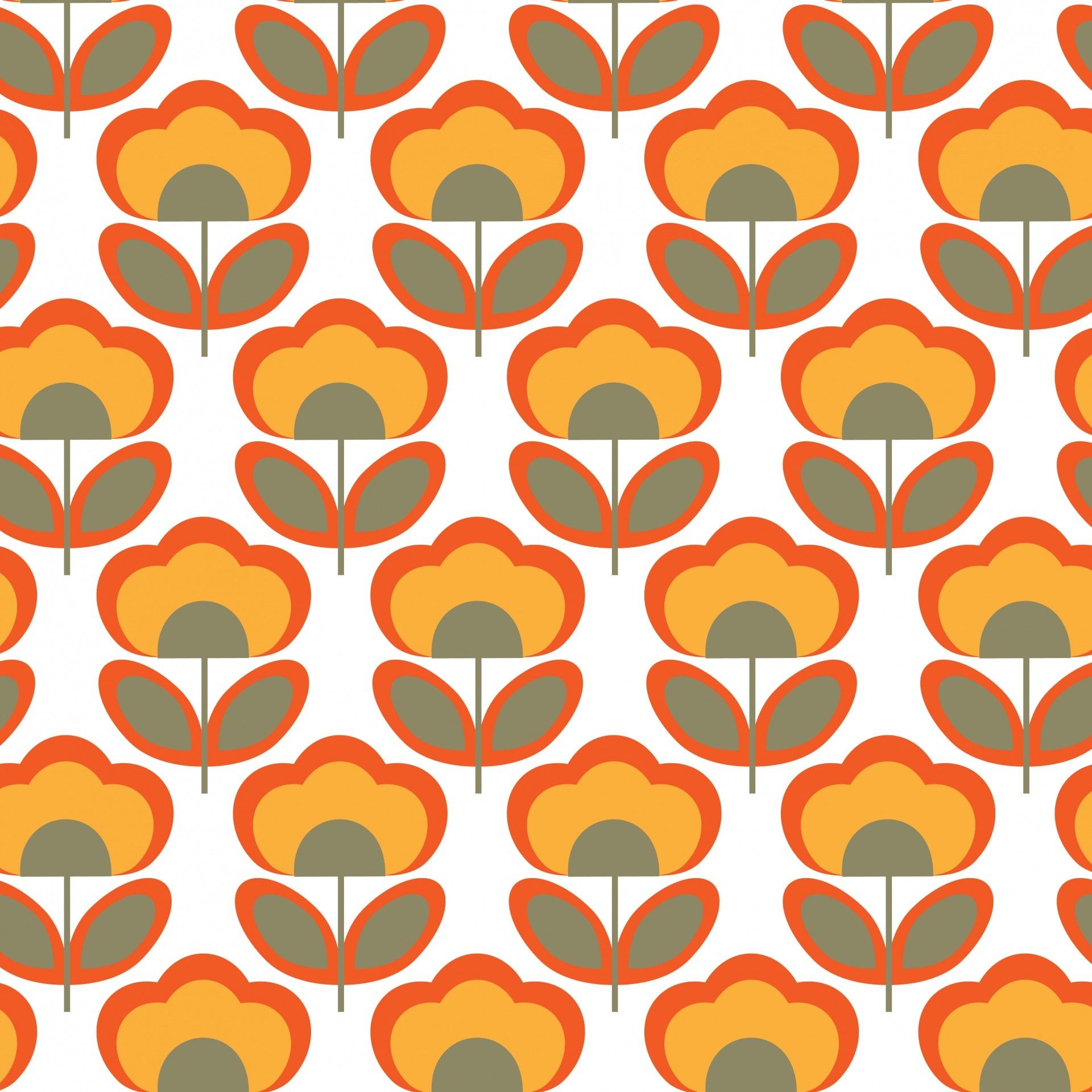 An orange and green floral pattern - 60s