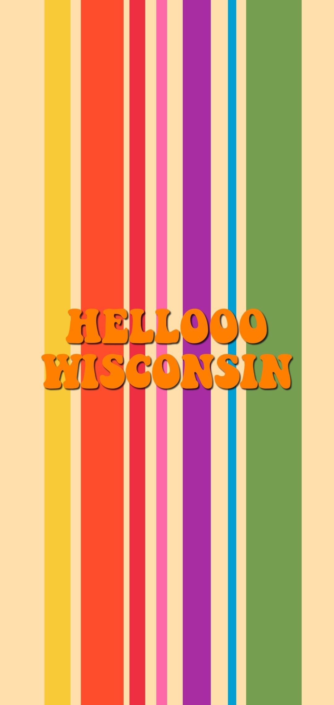 IPhone wallpaper with rainbow stripes and the words 