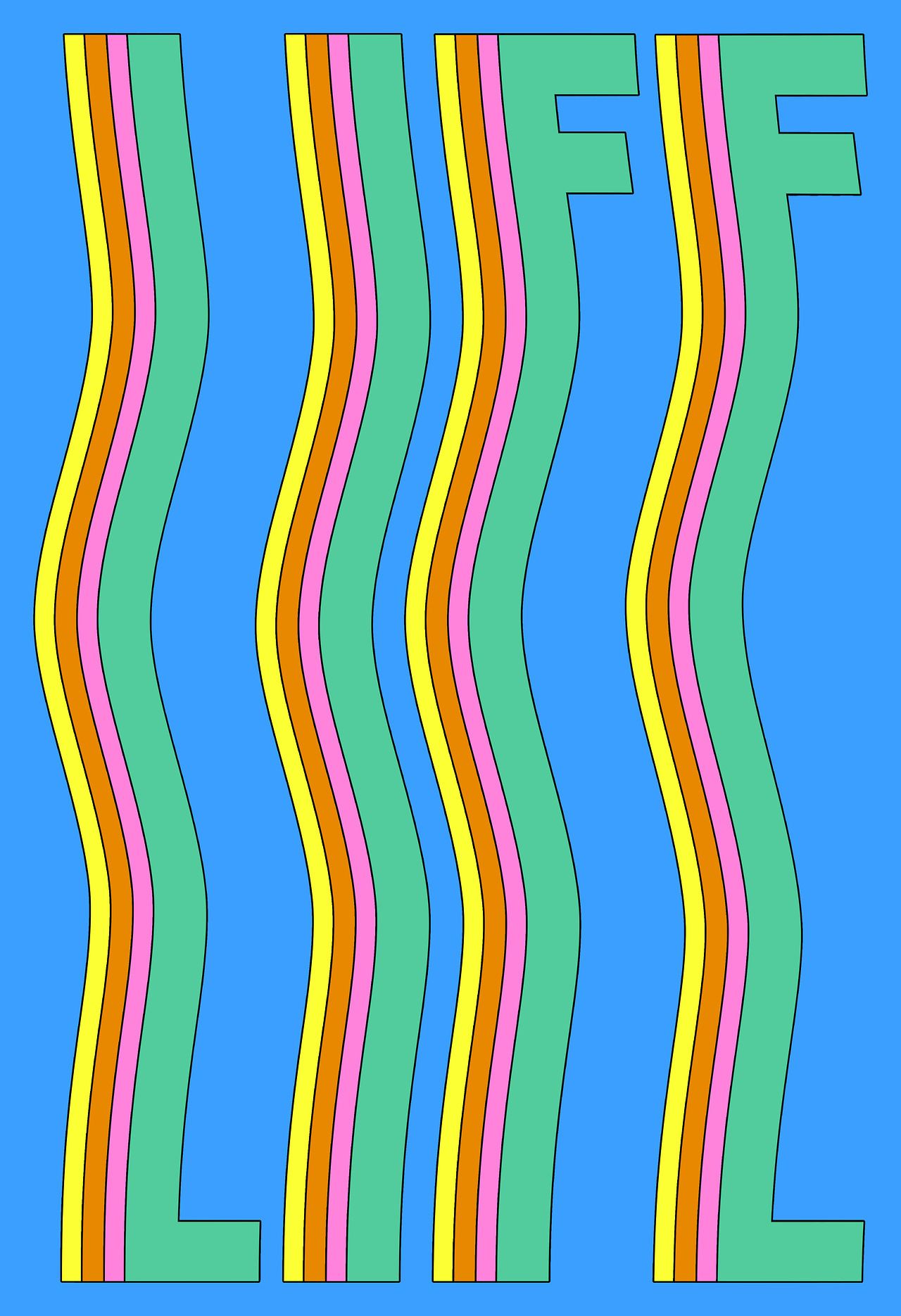 A blue background with colorful stripes and the word lif - 70s
