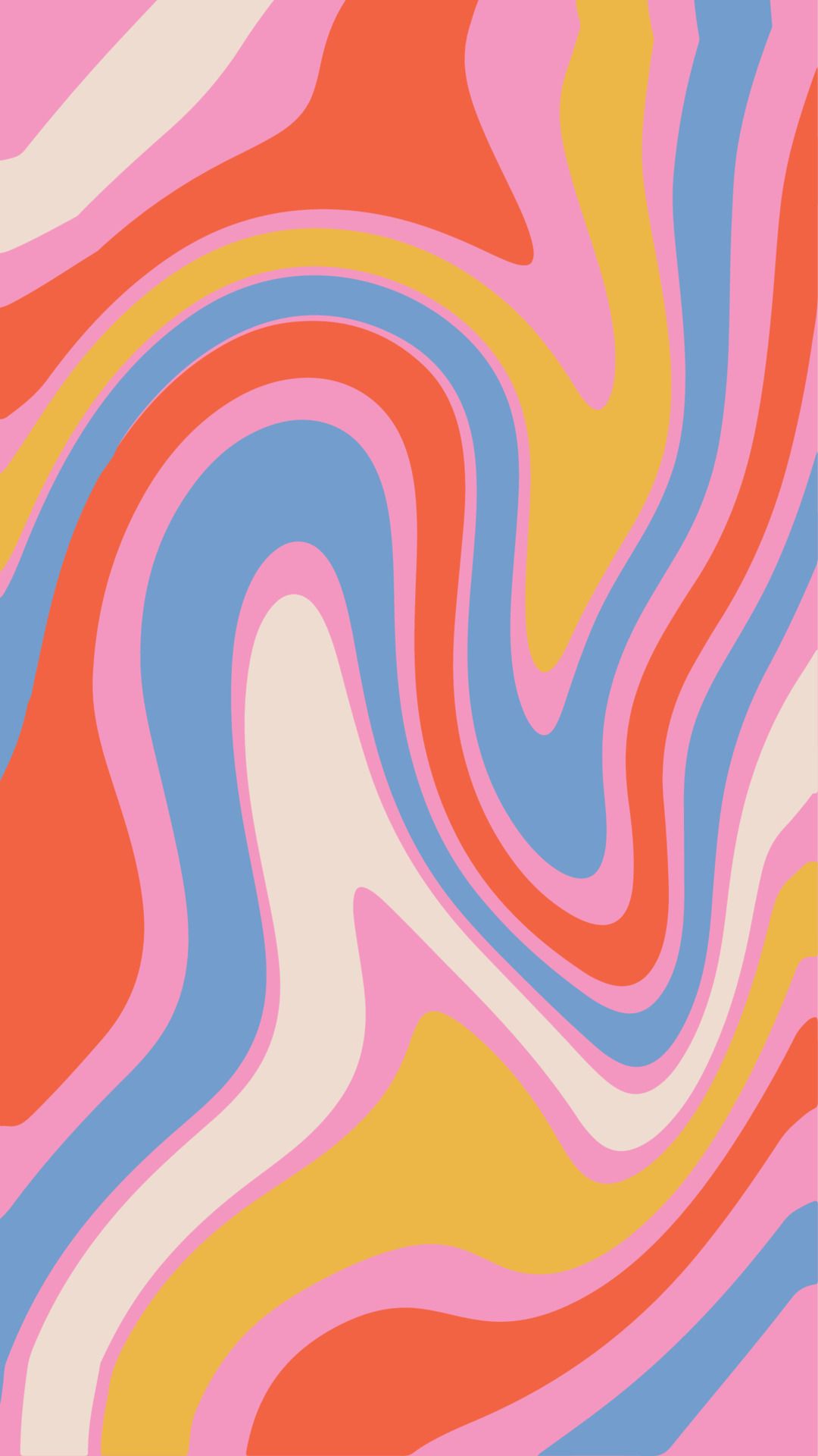 A colorful swirl of pink, blue, yellow, and orange. - 70s