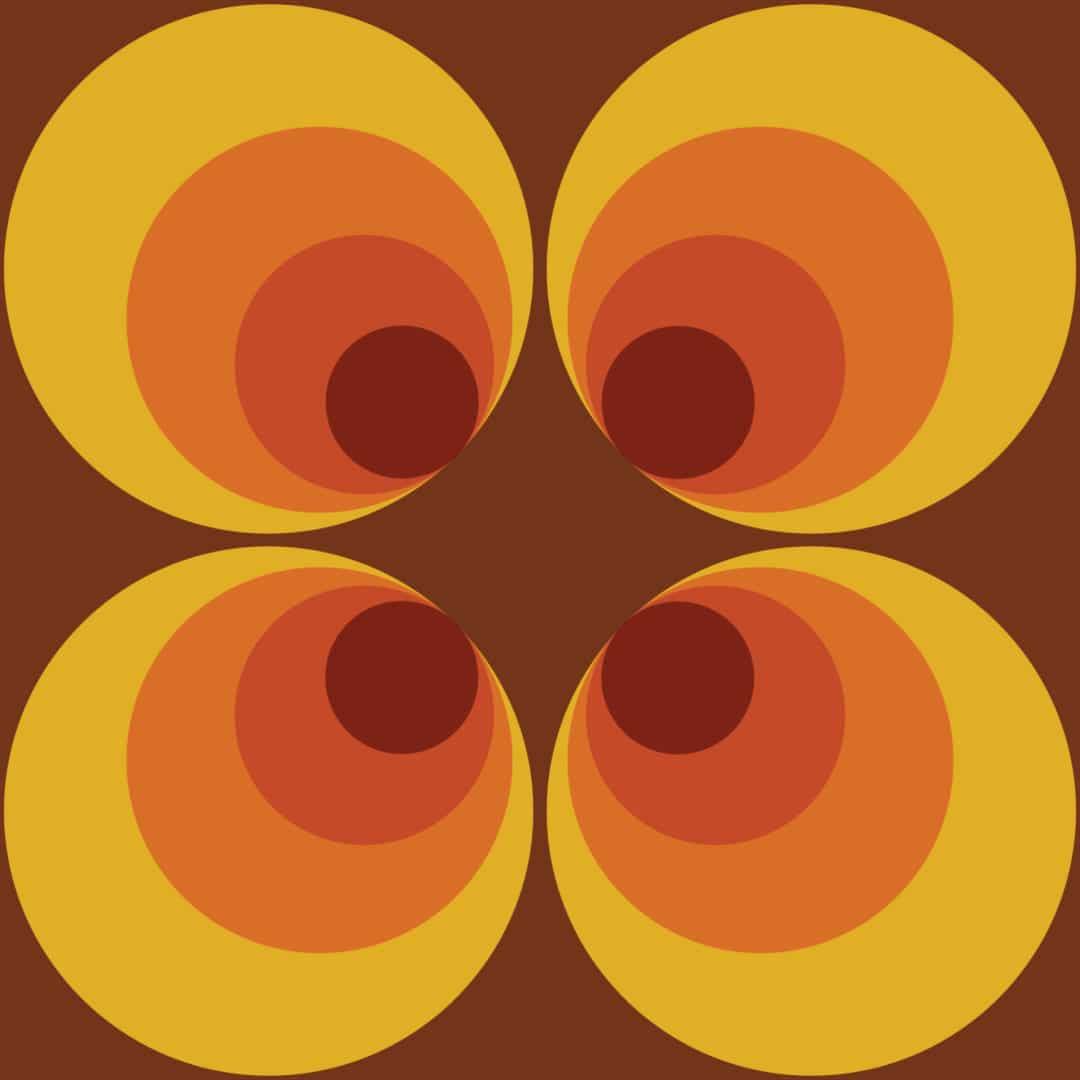 A circular design with orange circles - 70s