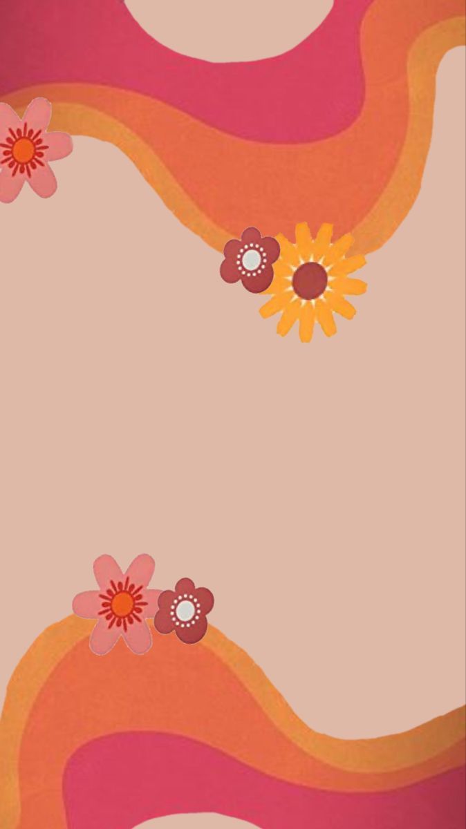 A colorful background with flowers and waves - 70s