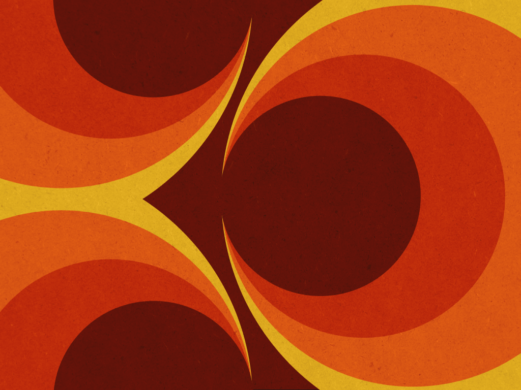 A pattern of swirling orange and brown shapes - 70s
