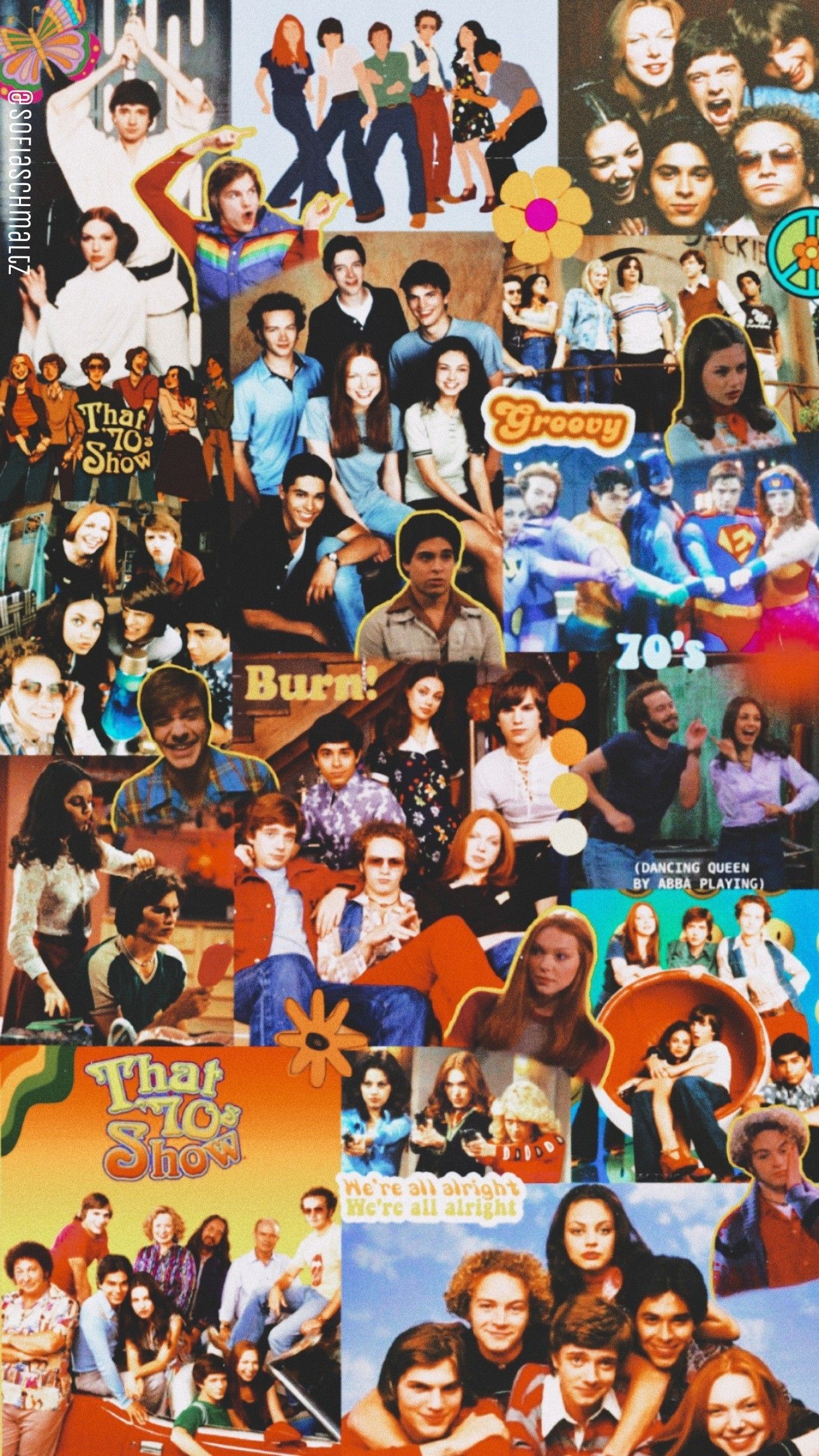 A collage of pictures from the show - 70s