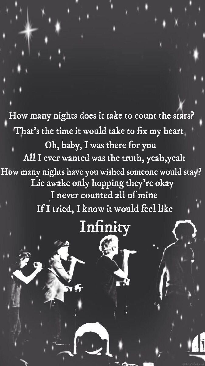 One Direction, infinity, lyrics, black and white - One Direction
