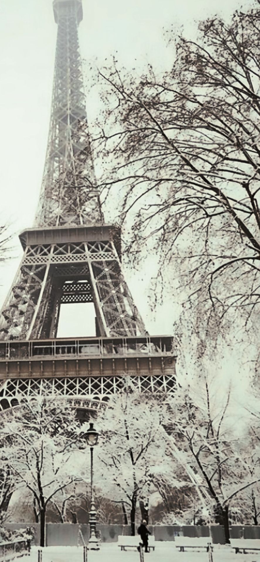 A black and white photo of the Eiffel Tower in Paris. - Paris, Eiffel Tower