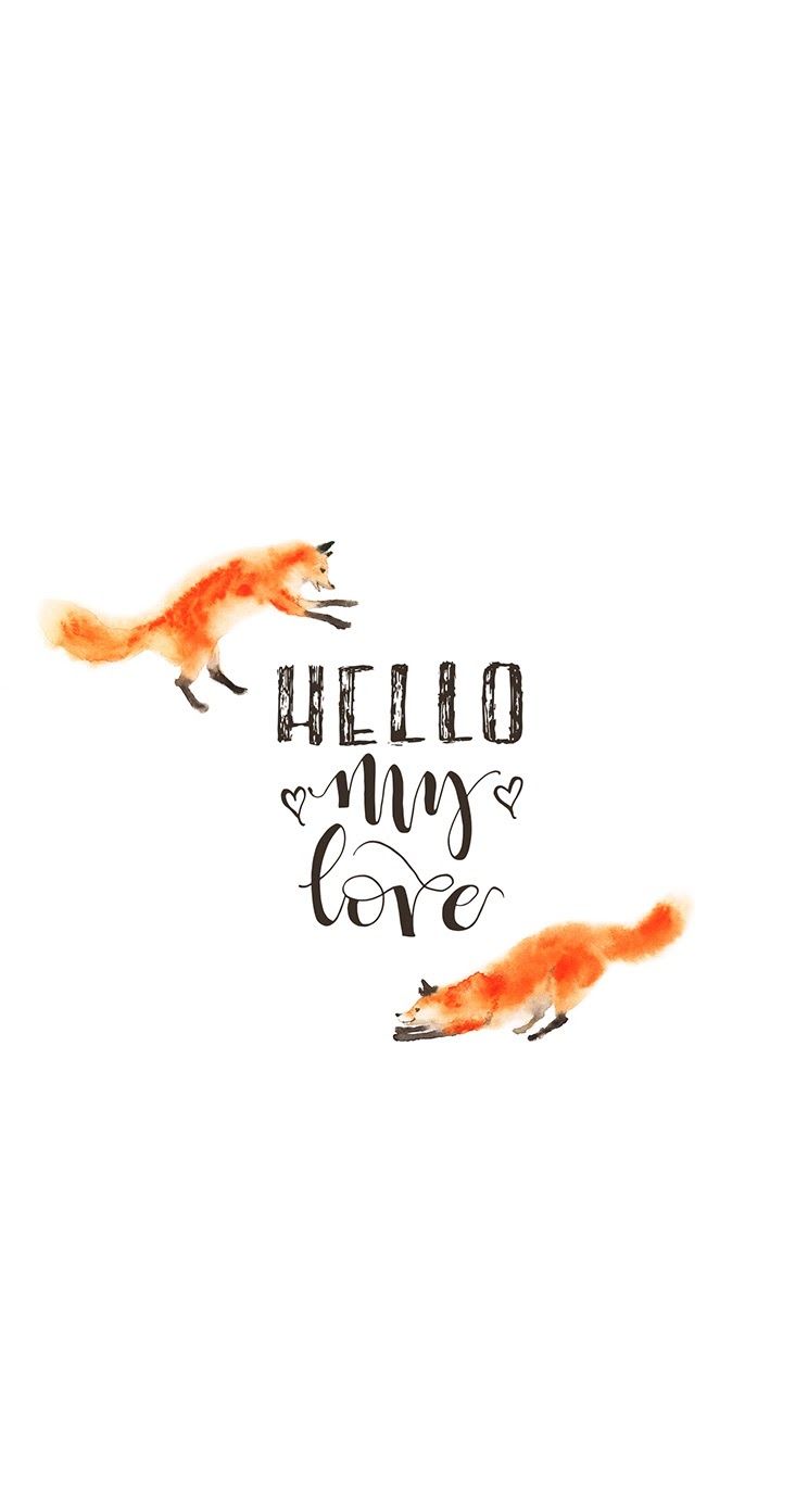 Hello my love watercolor fox illustration - Fox