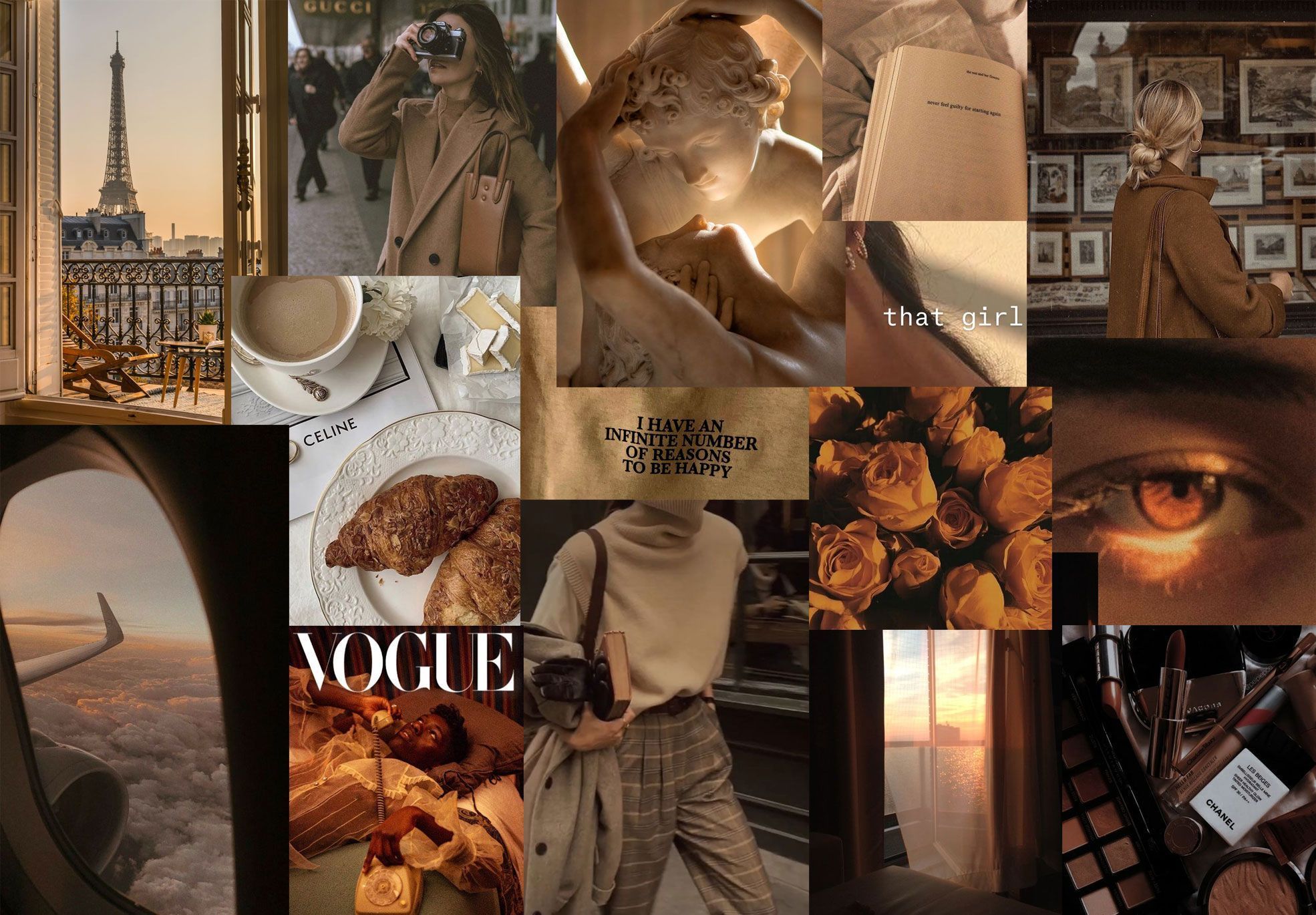 A collage of pictures with the word vogue in them - Brown, Paris, collage, Vogue, Gucci