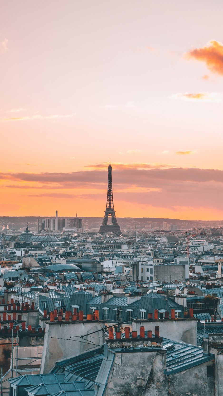 Download Wallpaper 938x1668 Eiffel Tower, City, Sunset, Top View, Paris, France Iphone 8 7 6s 6 For Parallax HD Background