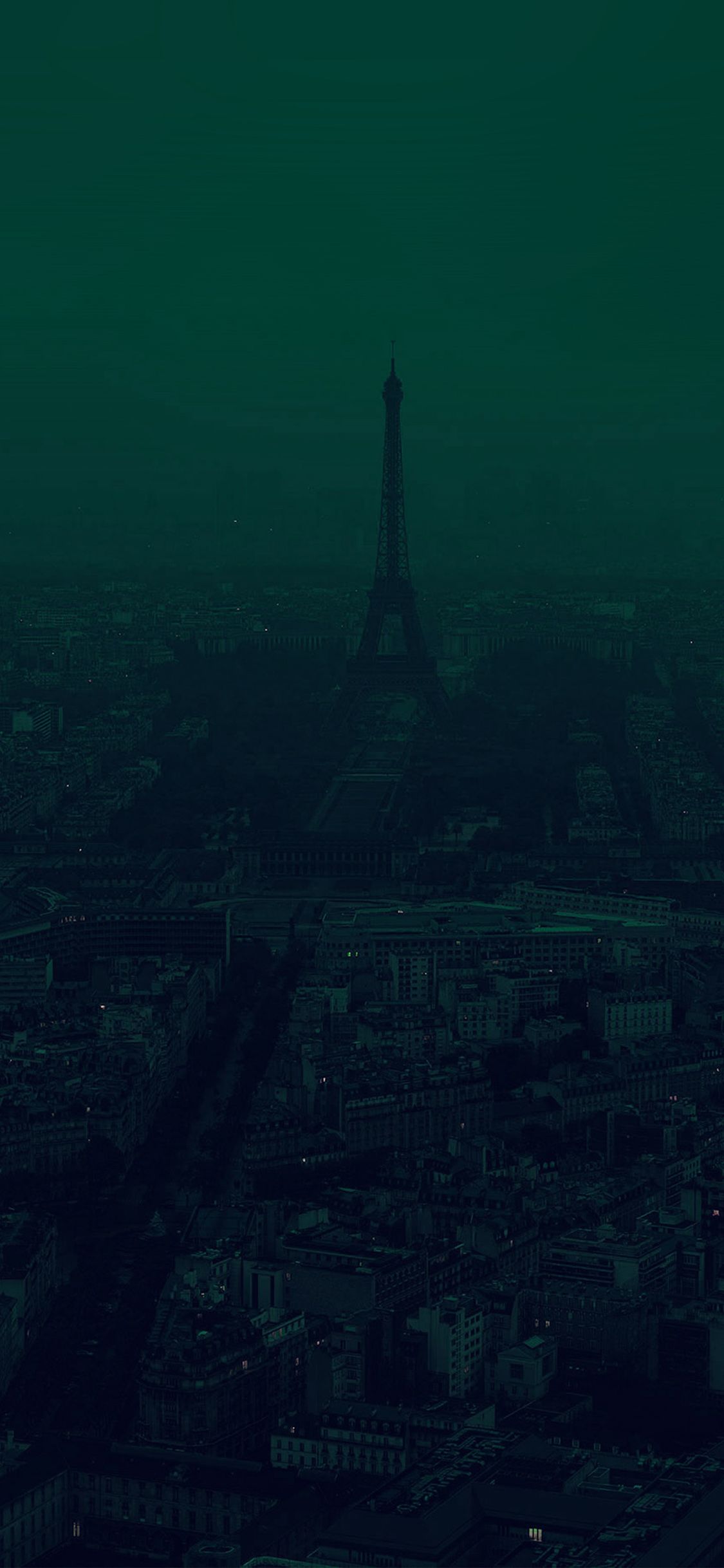 A city with the eiffel tower in it - Paris, dark green
