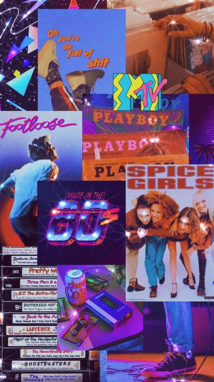 aesthetic 80s phone background collage