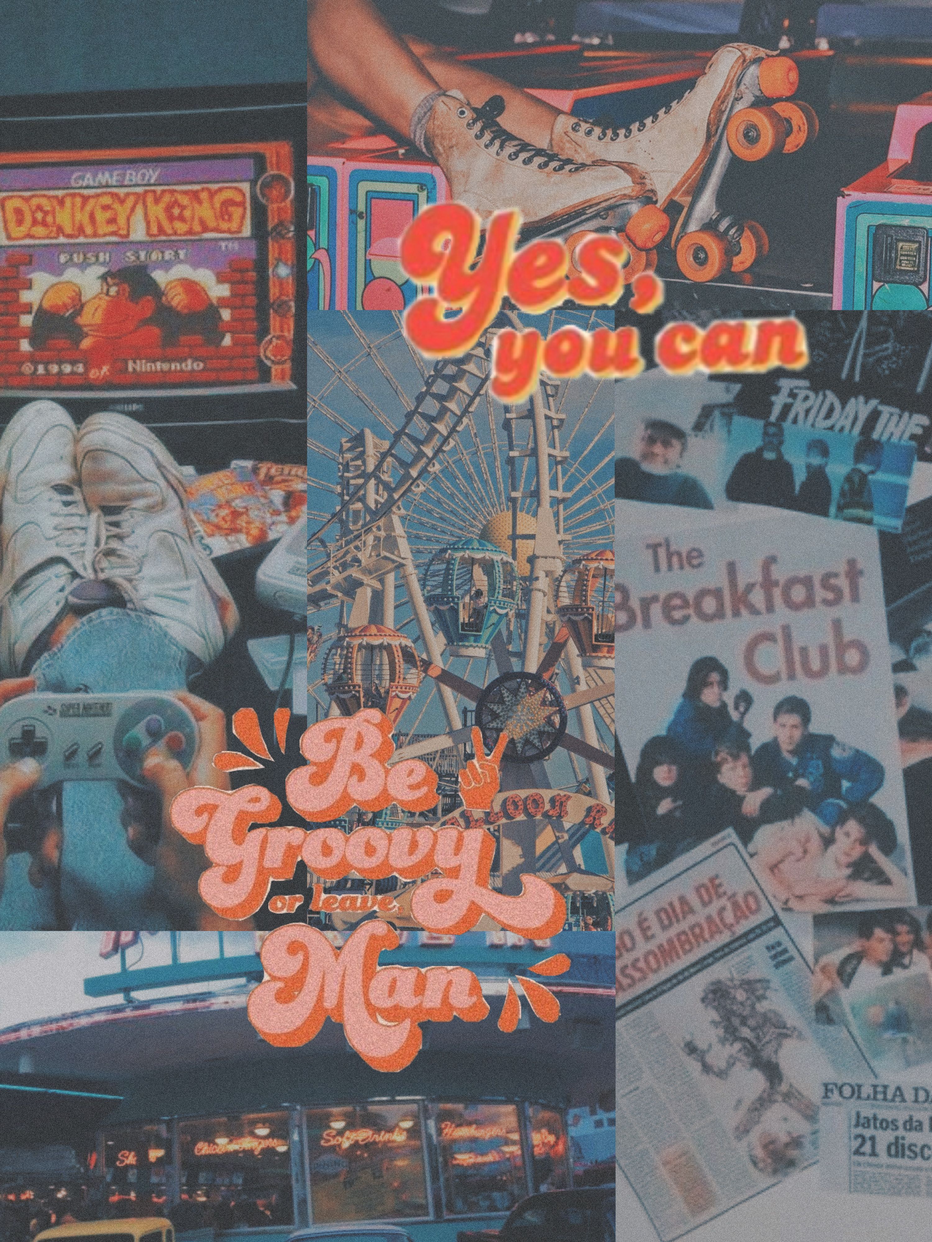 A collage of pictures with the words yes you can - 80s, 90s, retro