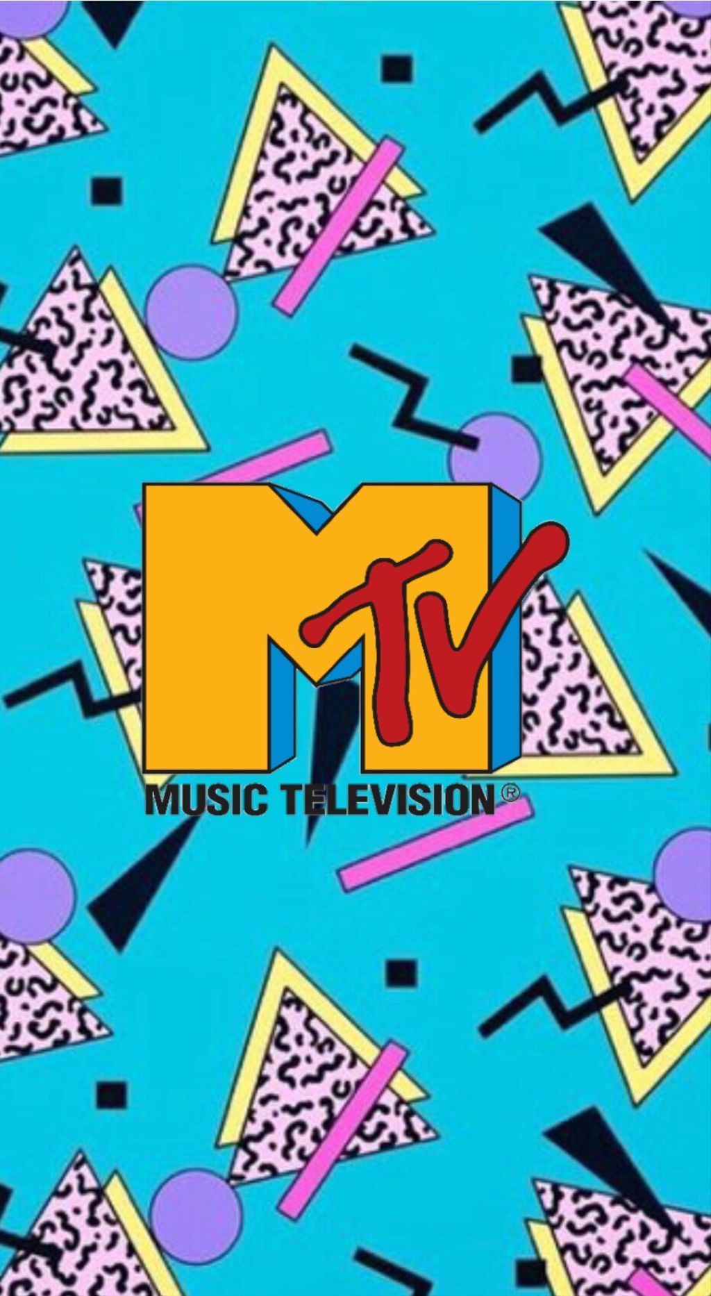 The mtv logo in a colorful pattern - 90s, 80s