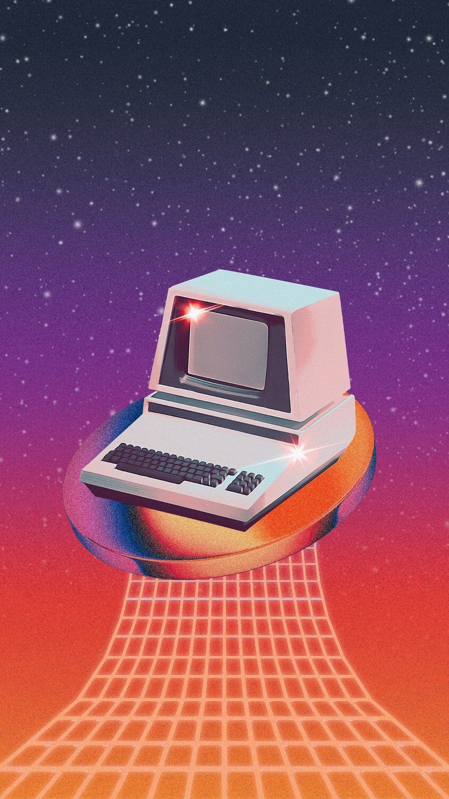 A computer is floating in the air - 80s