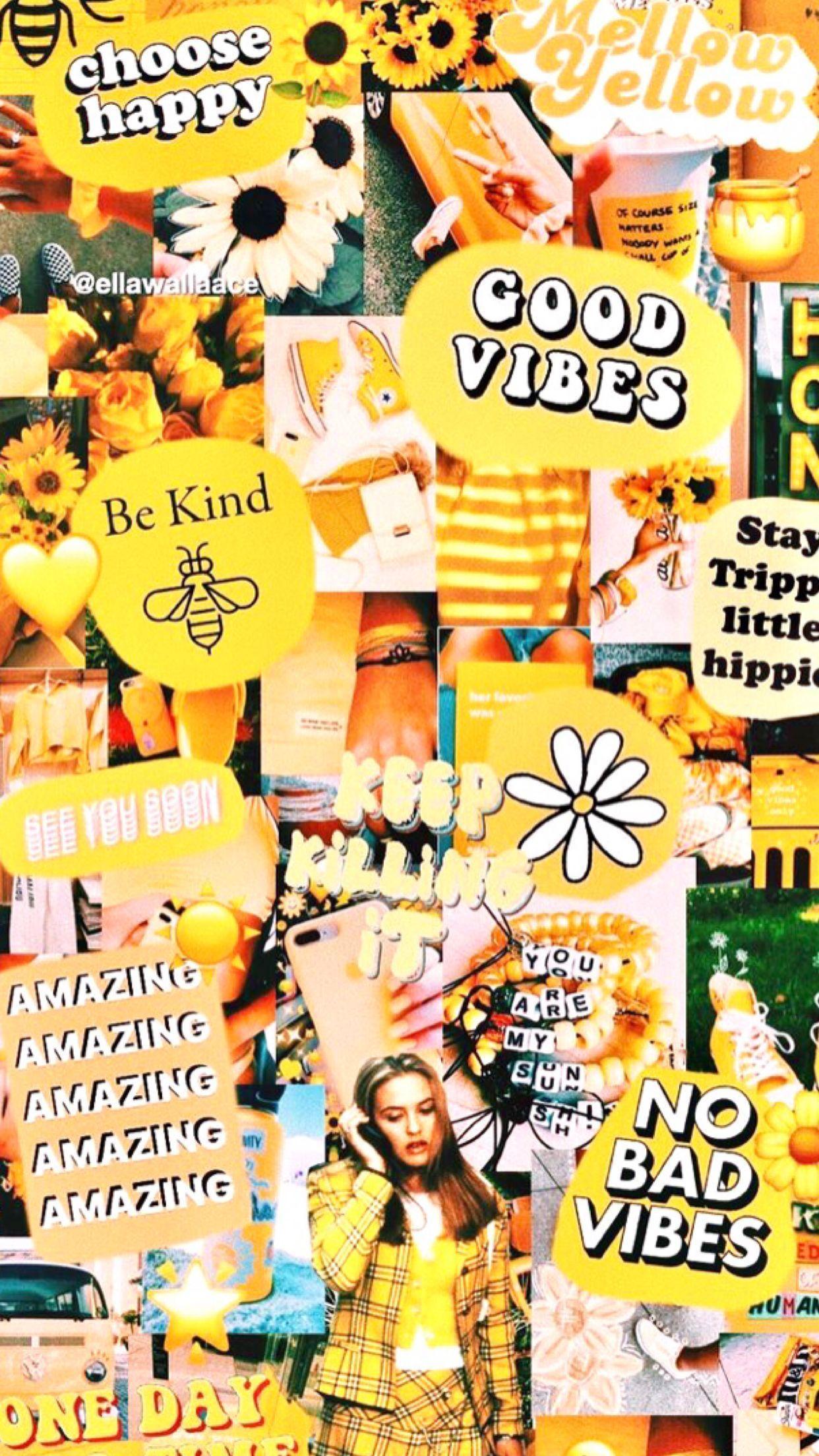 Aesthetic background with yellow elements and text. - VSCO, 90s