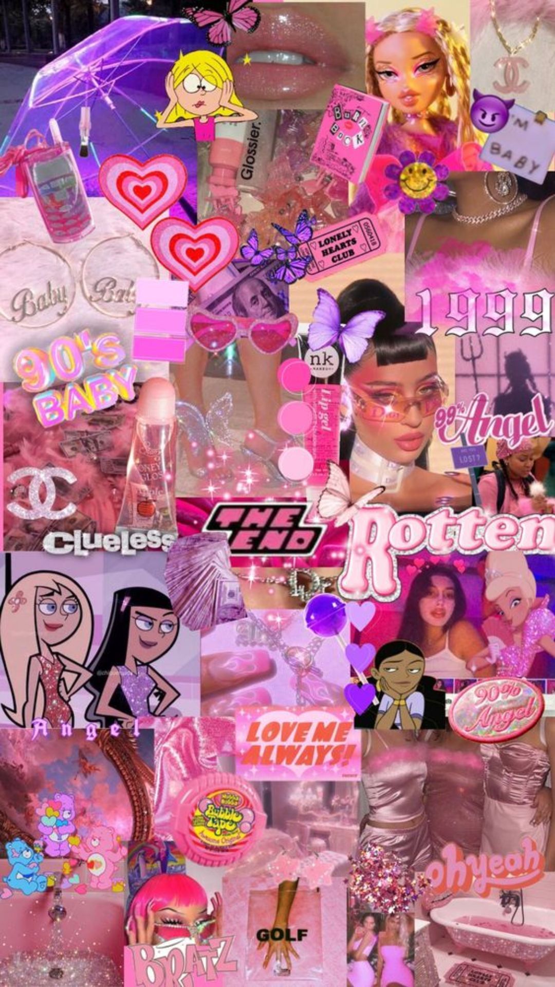 Aesthetic pink wallpaper for phone background. - 2000s, Y2K