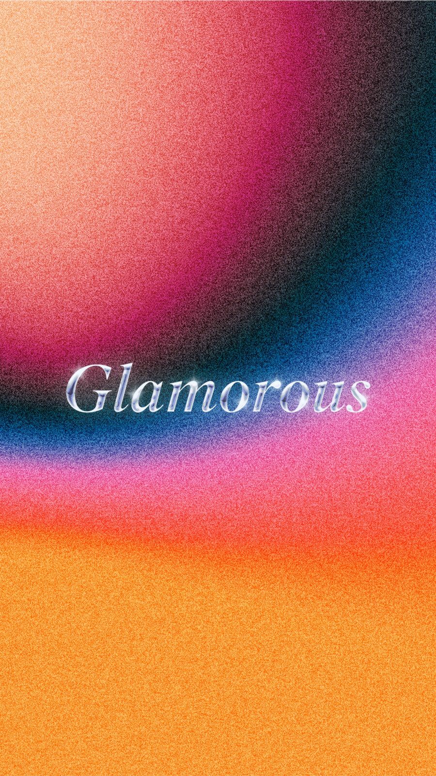 A colorful background with the word glamorous - 80s