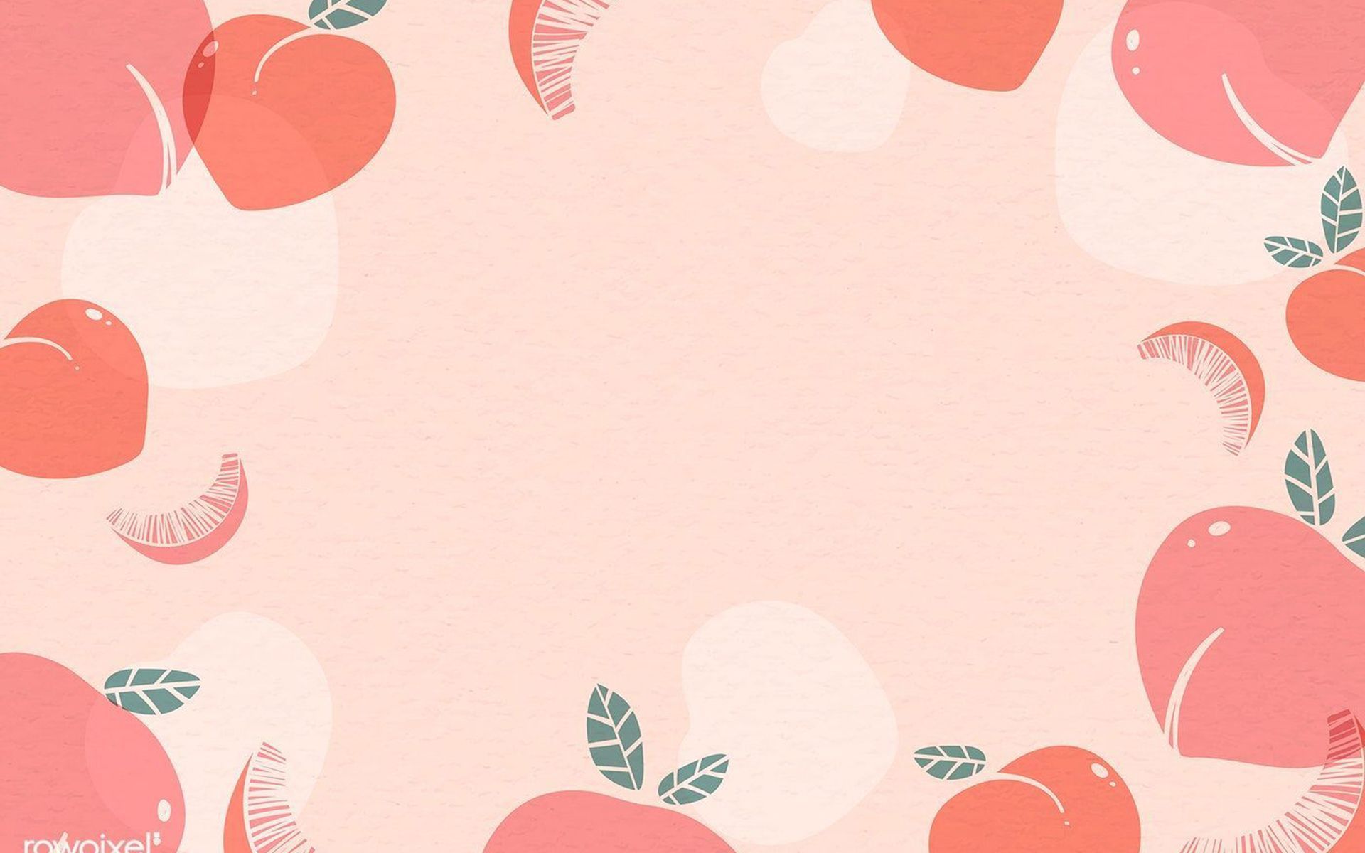 Download premium vector of Hand drawn watercolor peaches on a pink background - Desktop, peach