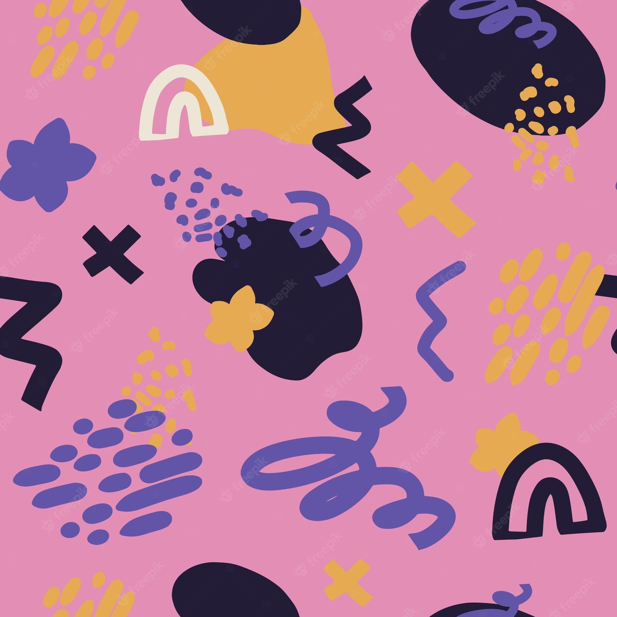 A seamless pattern with colorful shapes and lines - 2000s