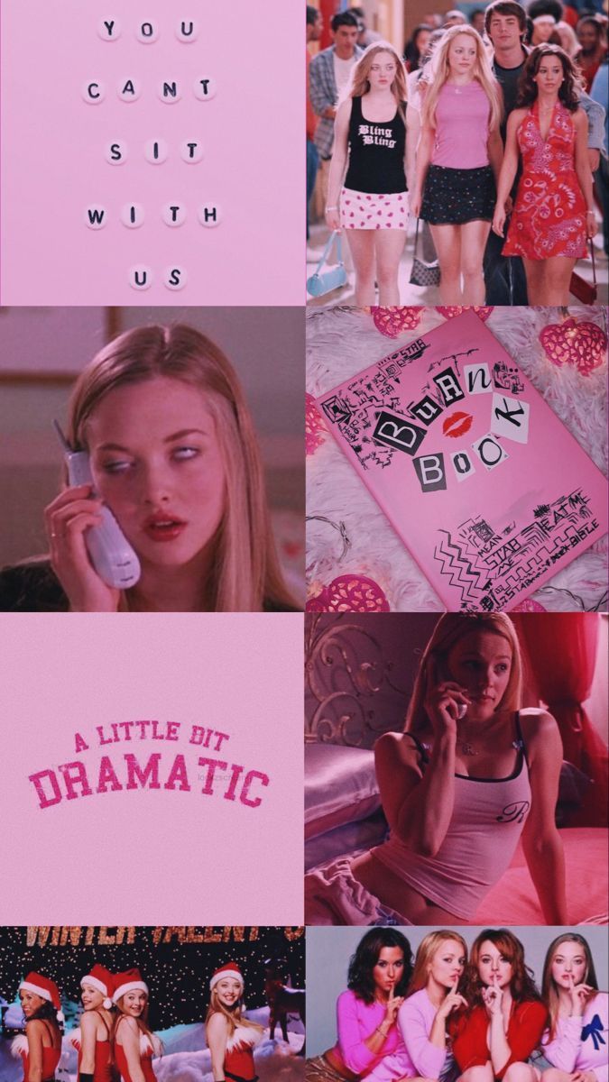 A collage of mean girls characters with a pink aesthetic - 2000s
