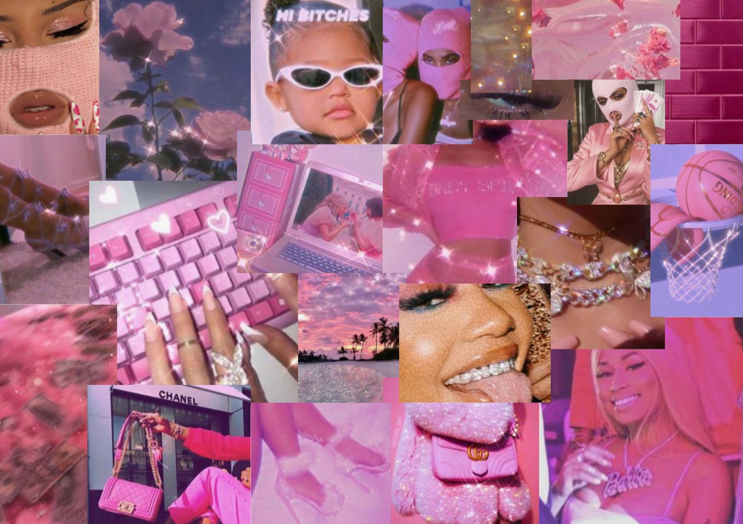 Download Pink Baddie Vibe Collage Wallpaper