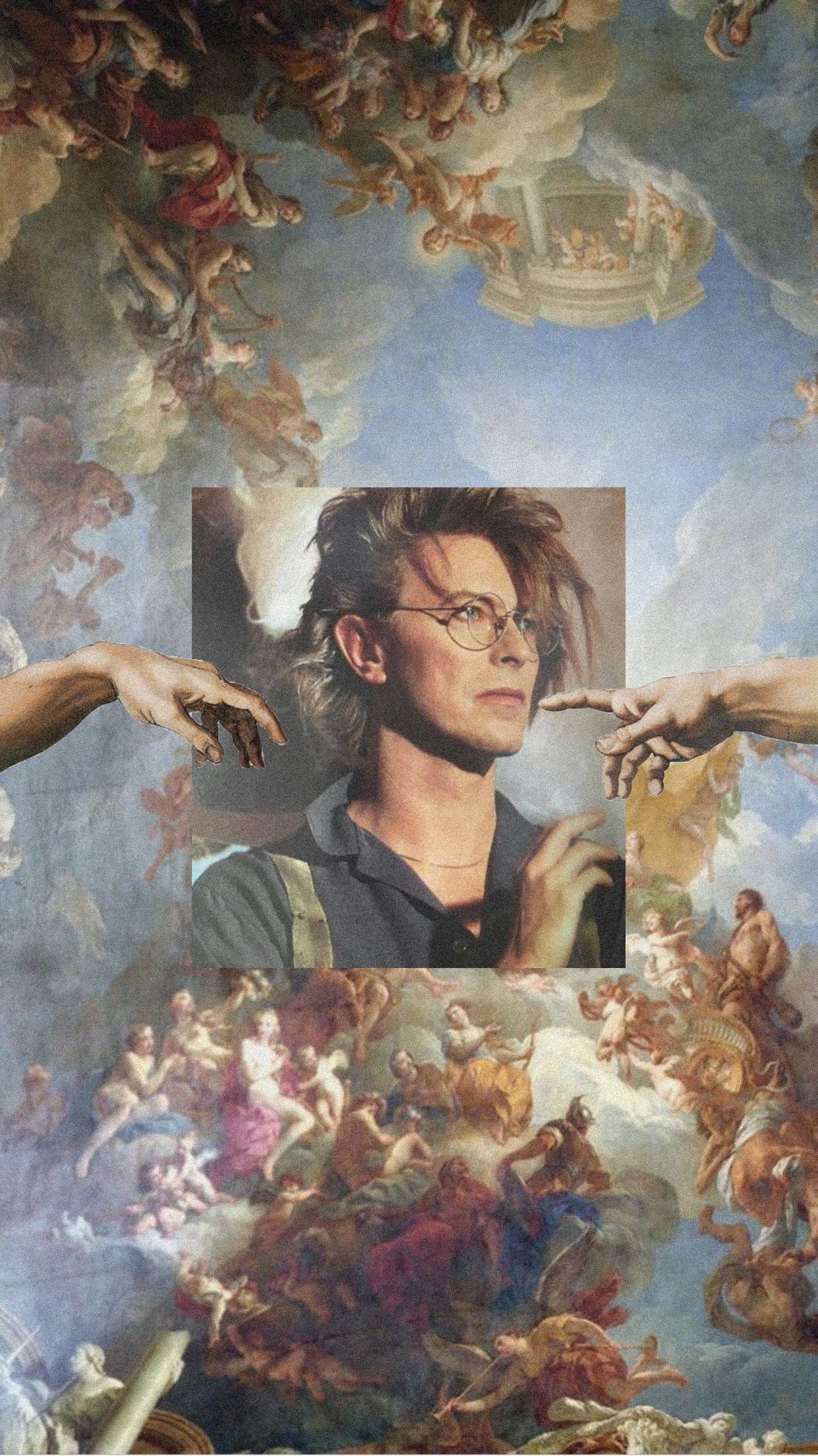 A painting of jesus and two hands - David Bowie