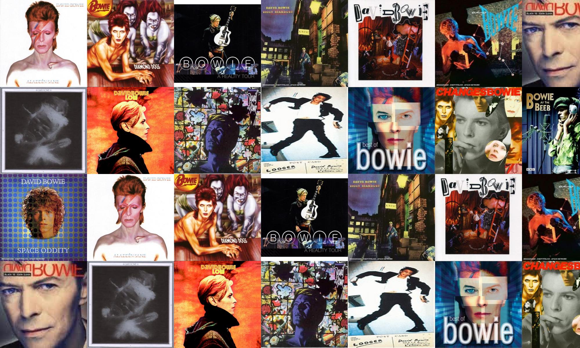 A collage of pictures featuring david bowie - David Bowie