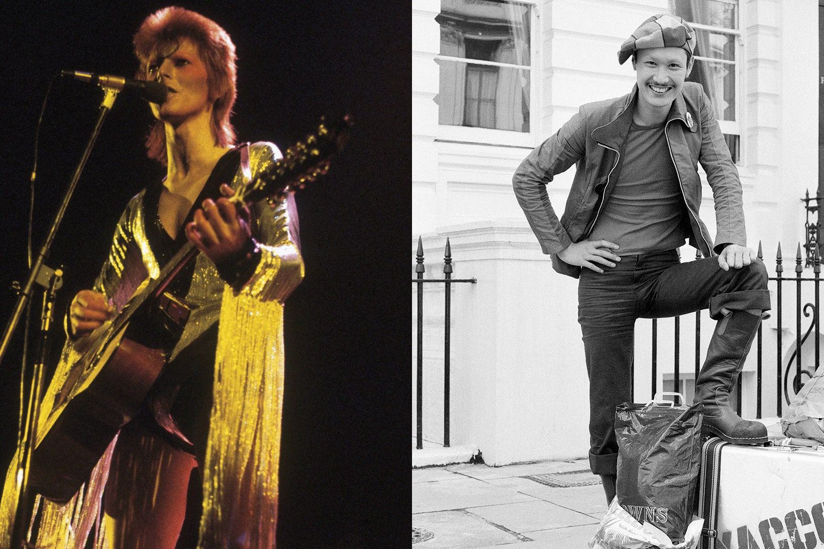 A man and woman singing on stage - David Bowie