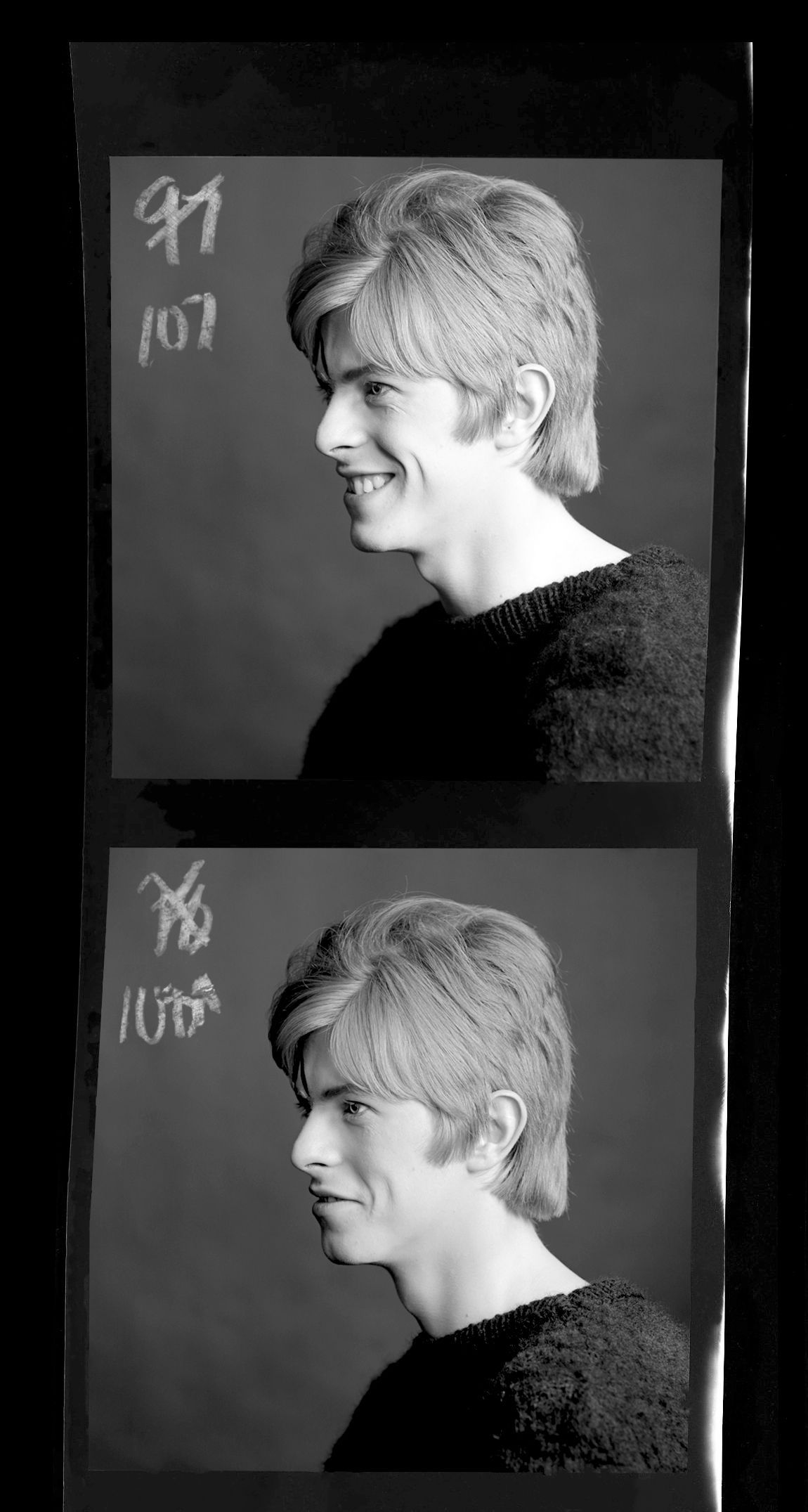 Contact sheet of David Bowie smiling at the camera - David Bowie