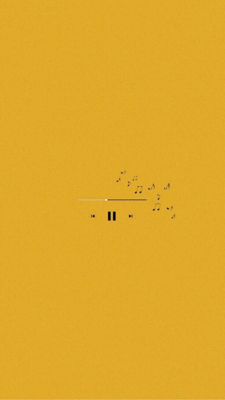 A yellow background with some birds flying in the air - Music