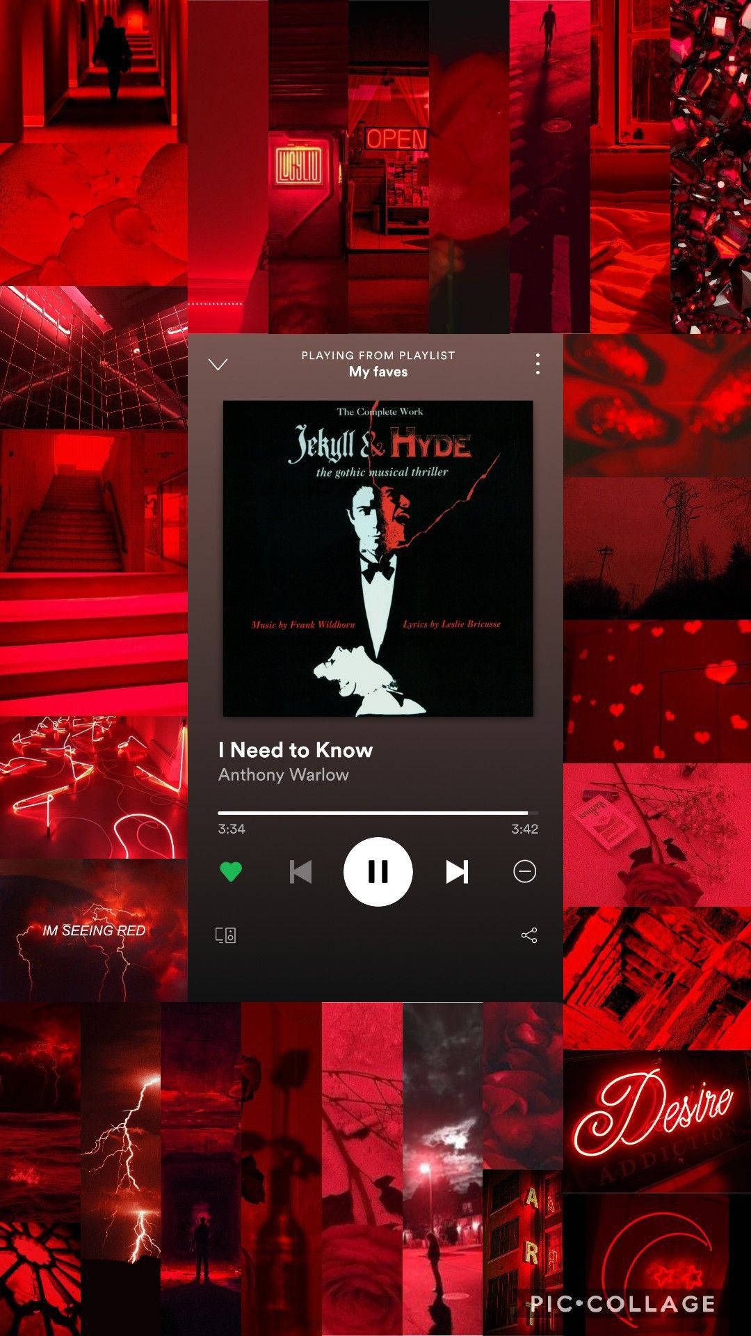 Red aesthetic background with music player - Music