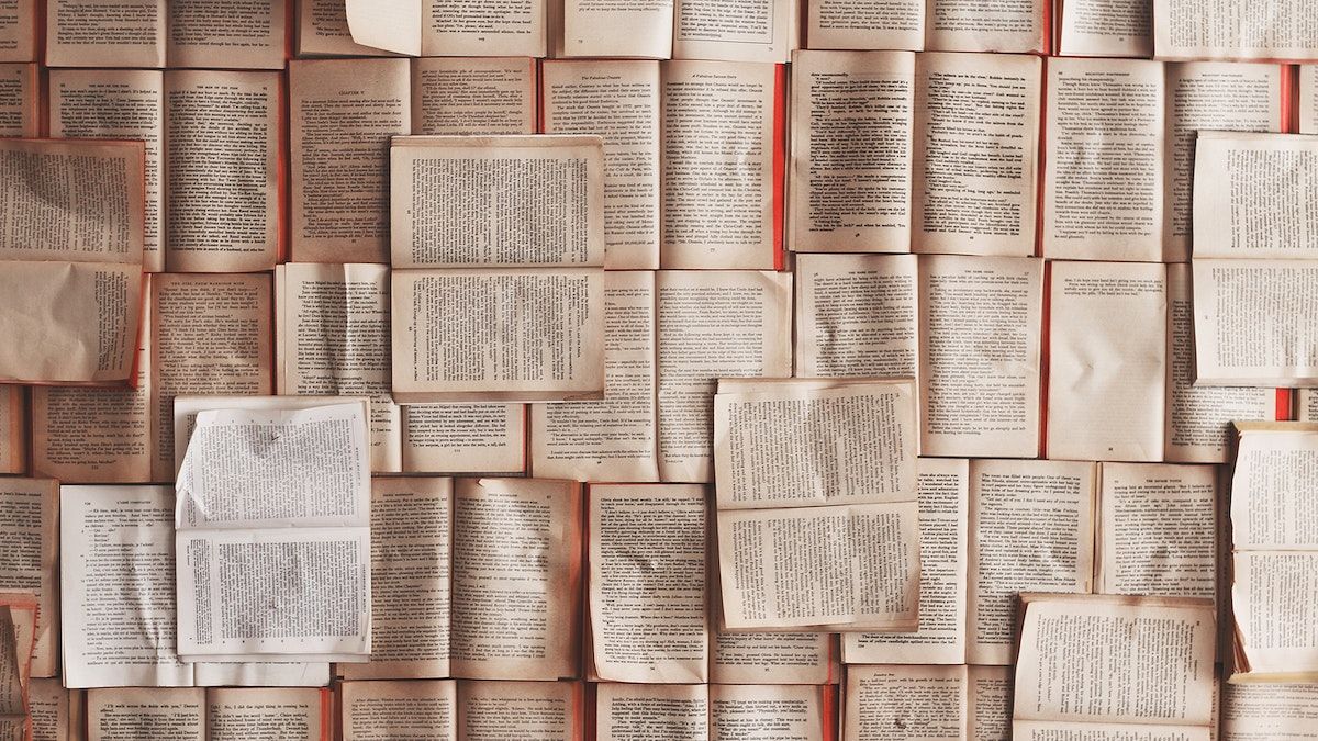 A wall of books with some missing pages - Books