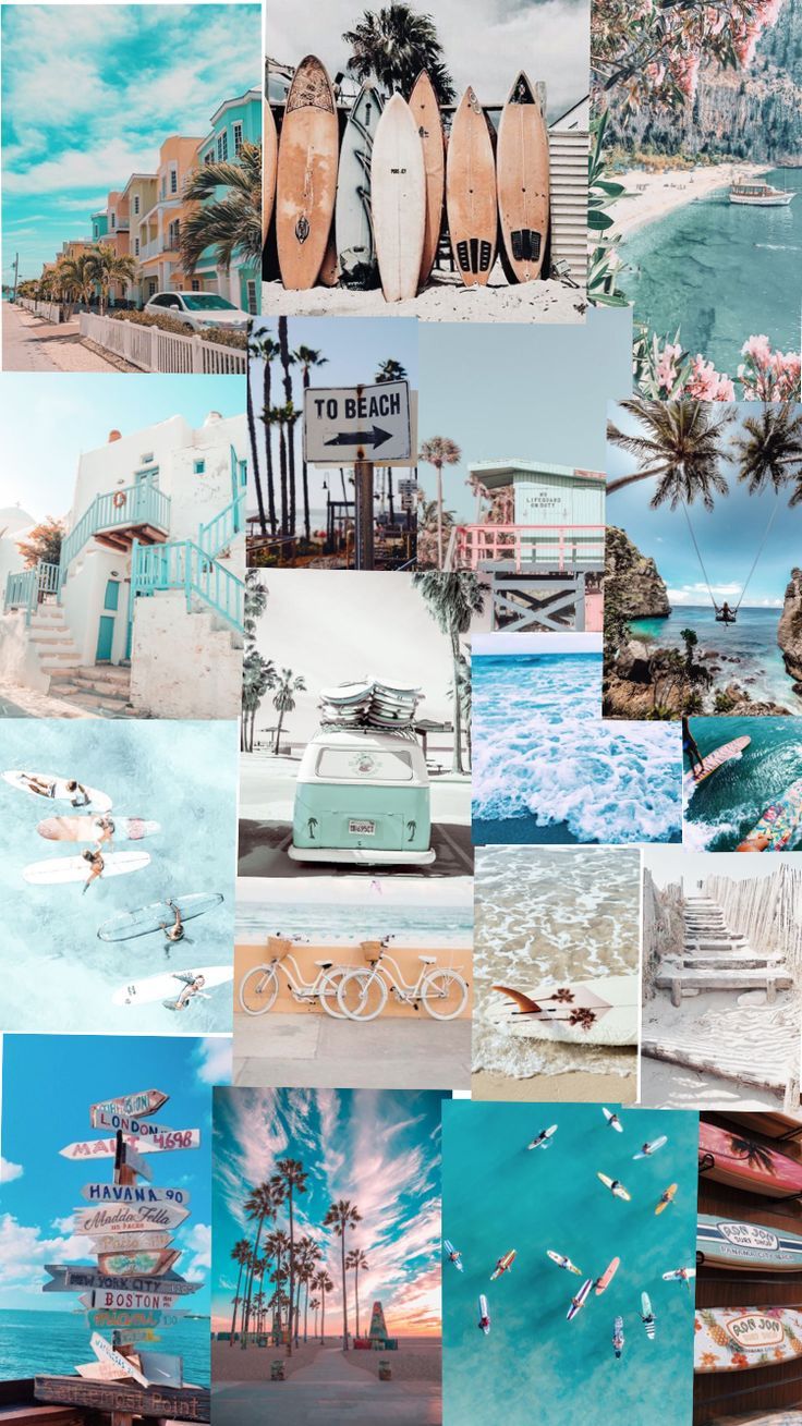 A collage of surfing photos with the words 