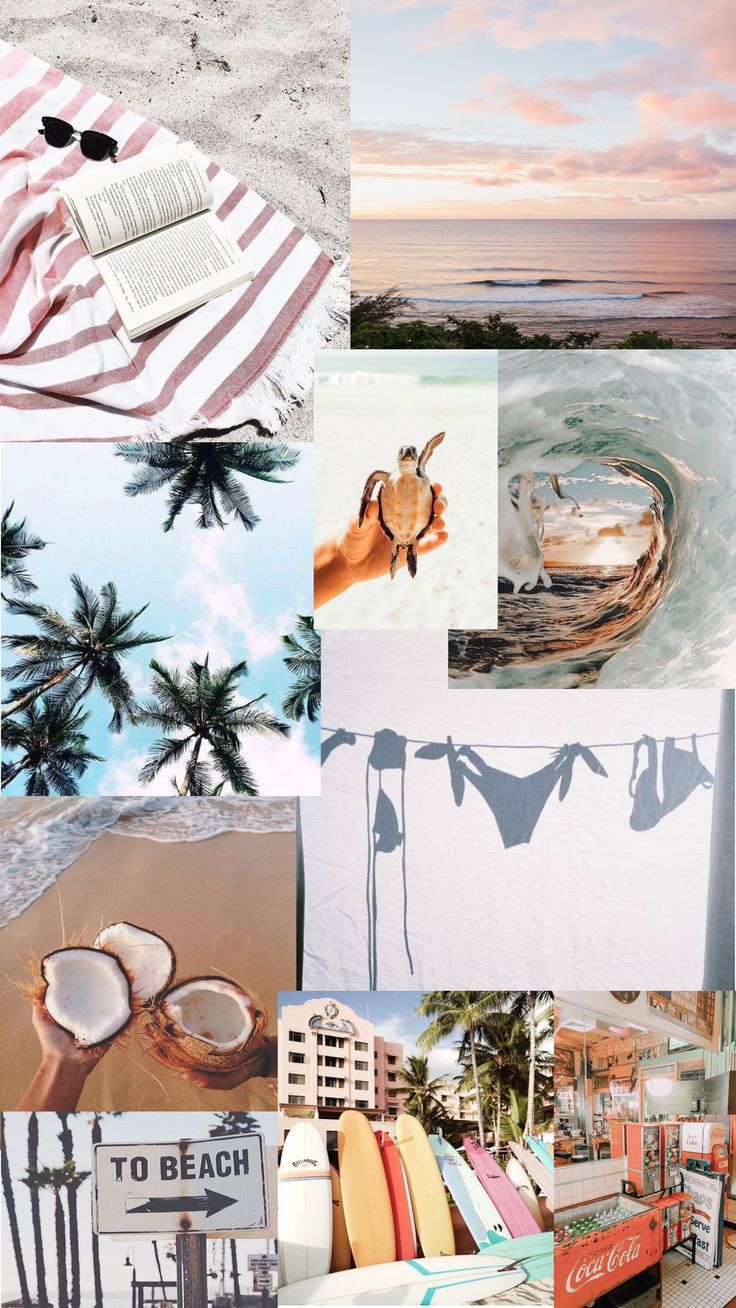 A collage of pictures with beach scenes - Summer