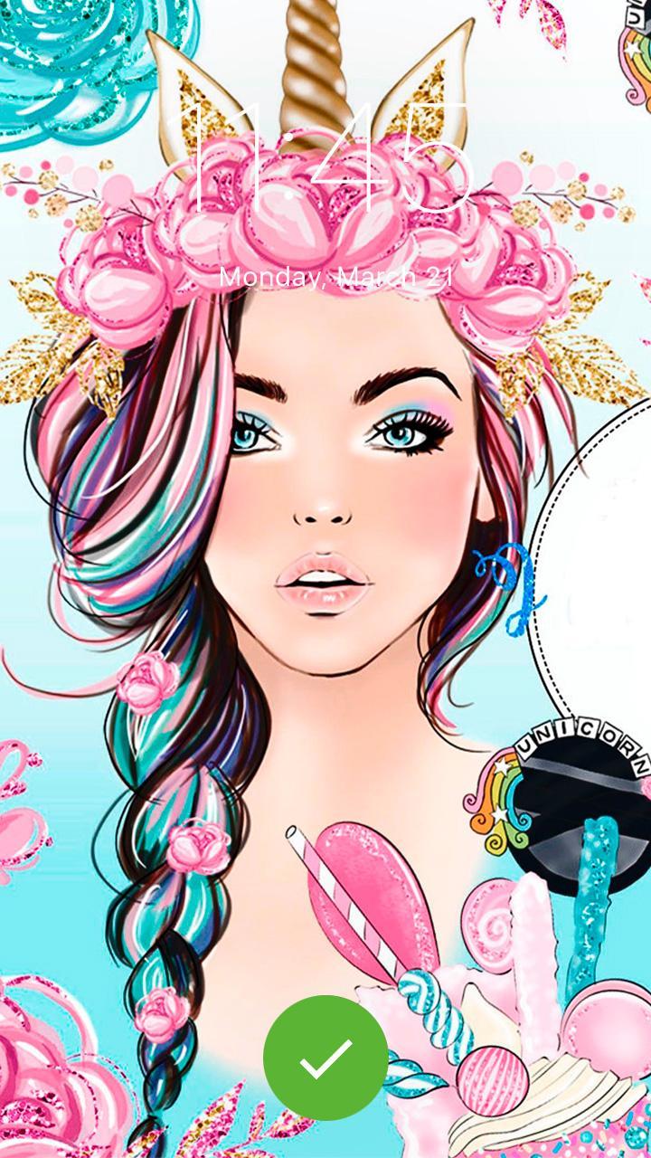 Unicorn Girl Cute Theme Wallpaper App Lock APK for Android Download