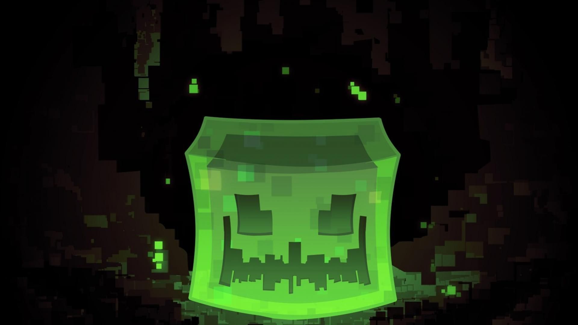 A green glowing object with an image of it - Slime