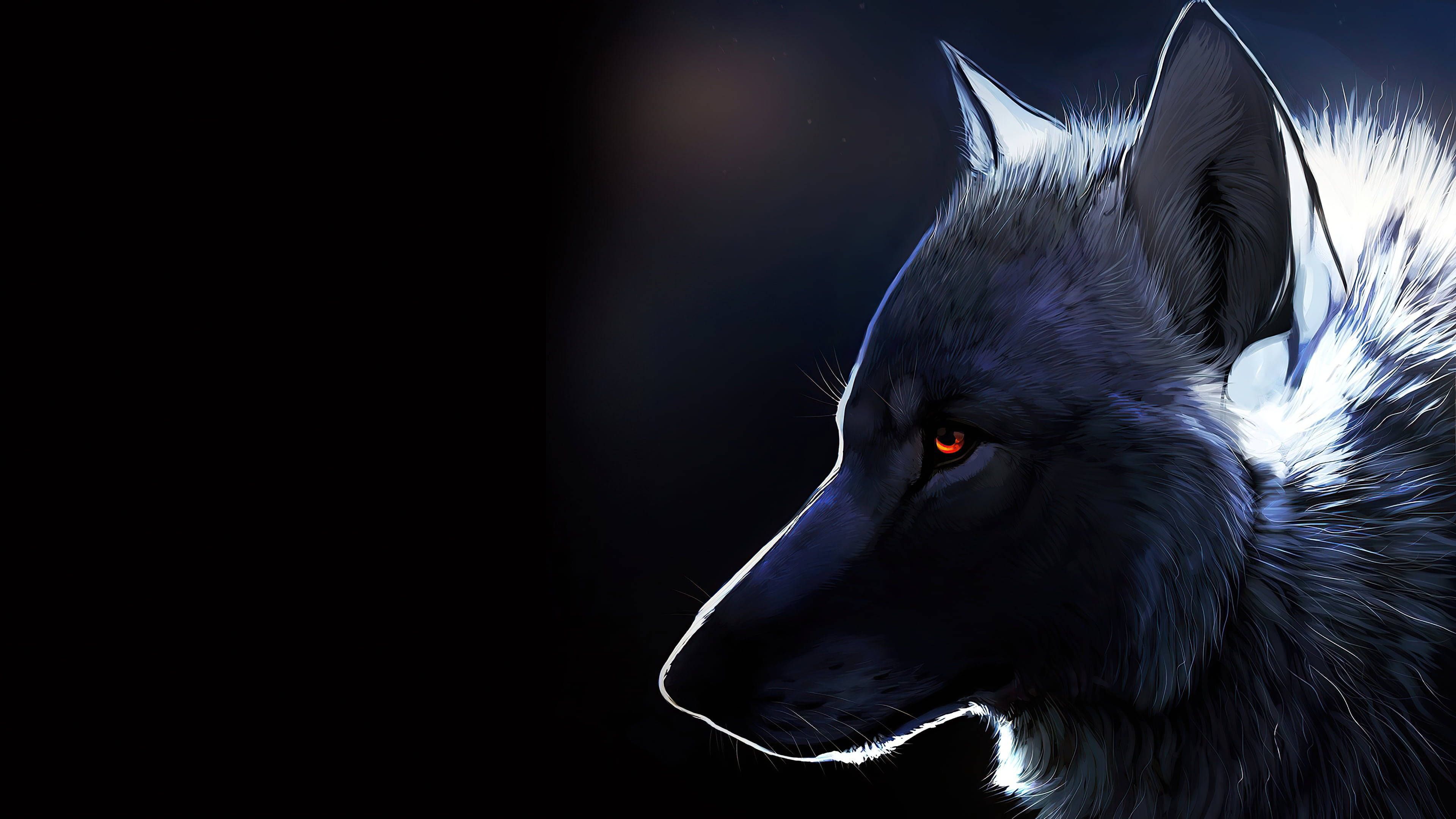 Download Anime Wolf Side Profile Dark Aesthetic Wallpaper