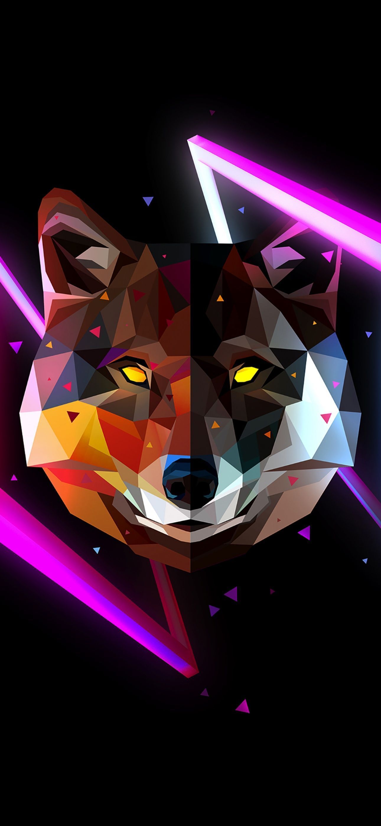 Geometric wolf wallpaper for iPhone and Android. - Wolf, low poly