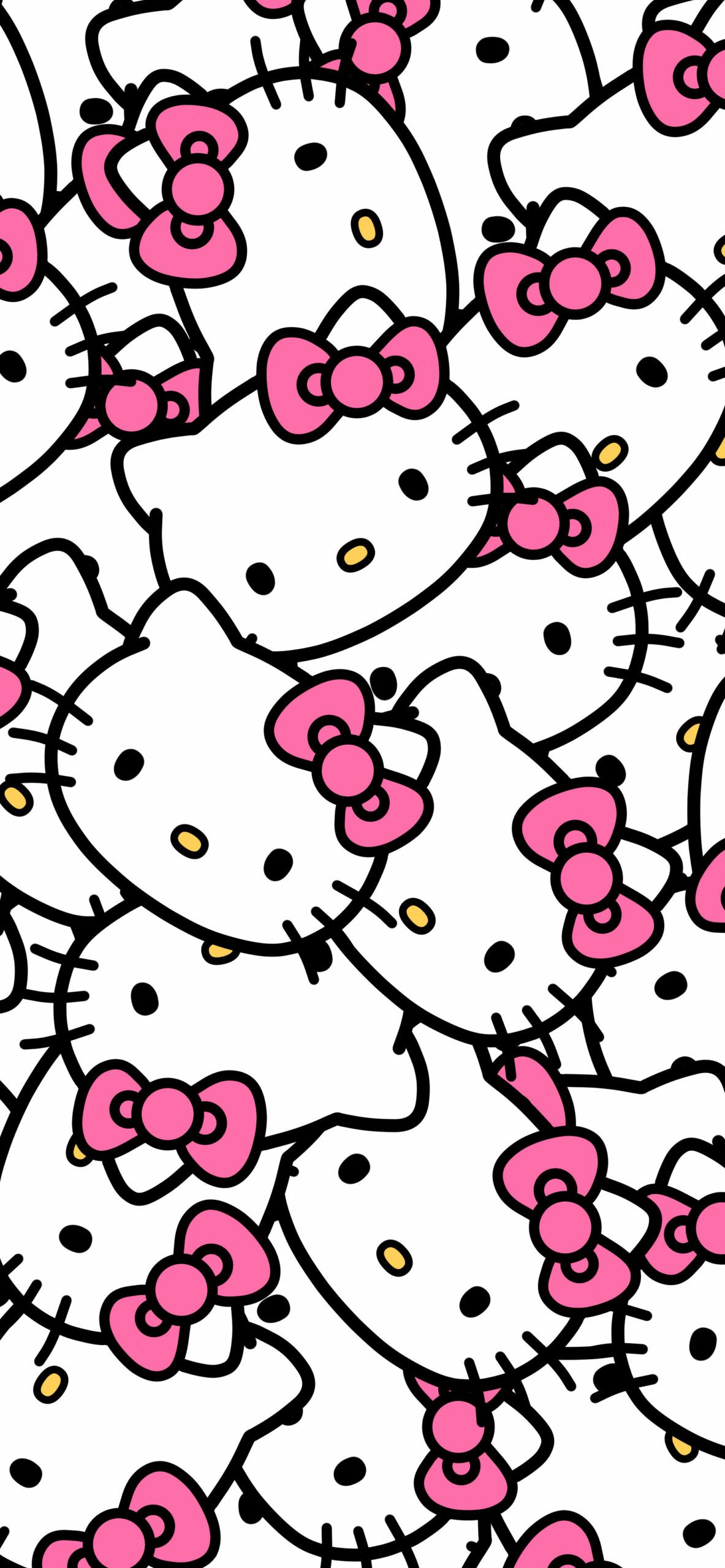 Hello Kitty Face Pattern Wallpaper Kitty Aesthetic Wallpaper