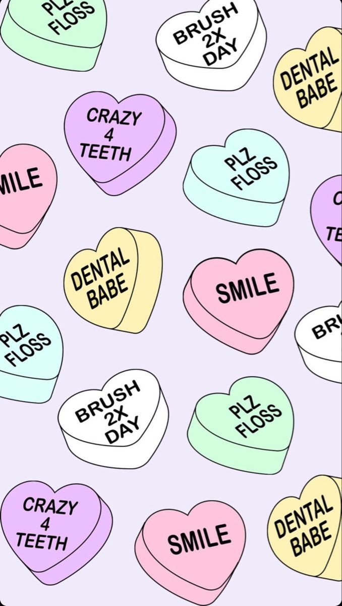 Valentines day candy hearts, dental theme, purple background, valentines day wallpaper - Dentist