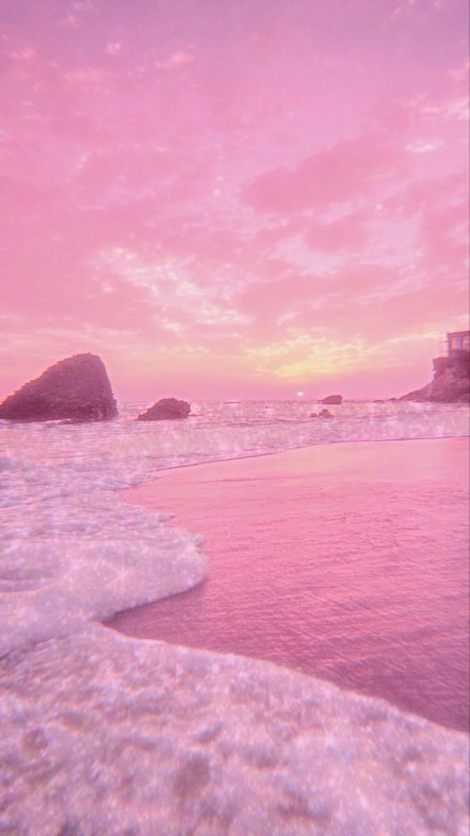 Aesthetic background of a pink sunset at the beach - Pink, beautiful