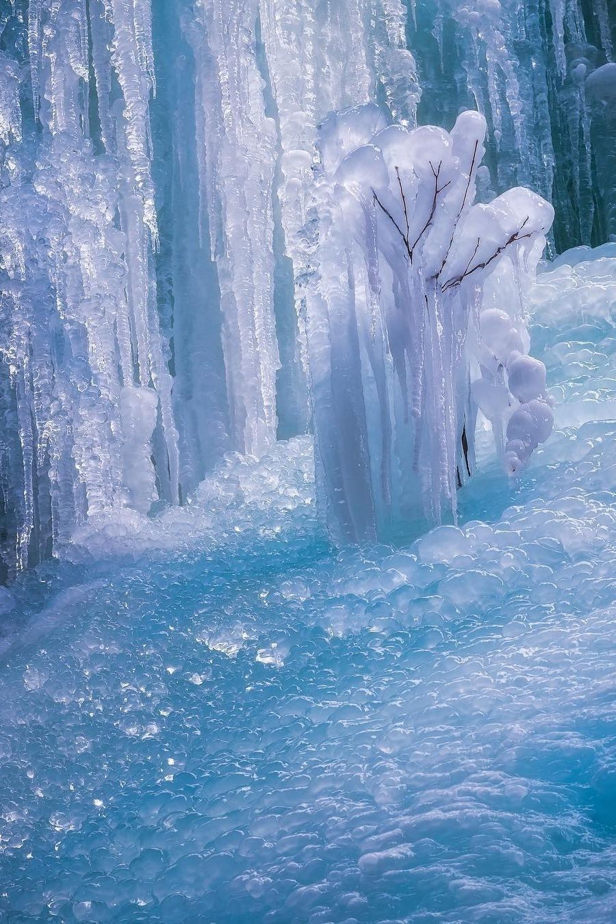 Frozen waterfall in the ice - Ice