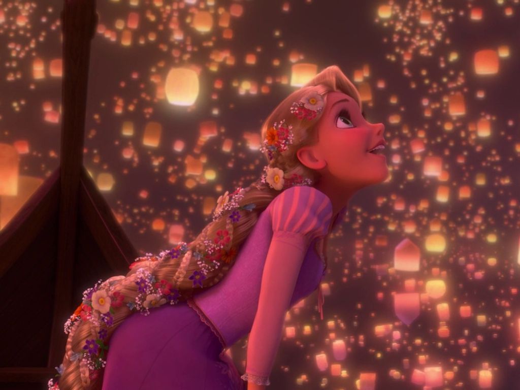 Rapunzel looking up at the lanterns in the sky - Rapunzel