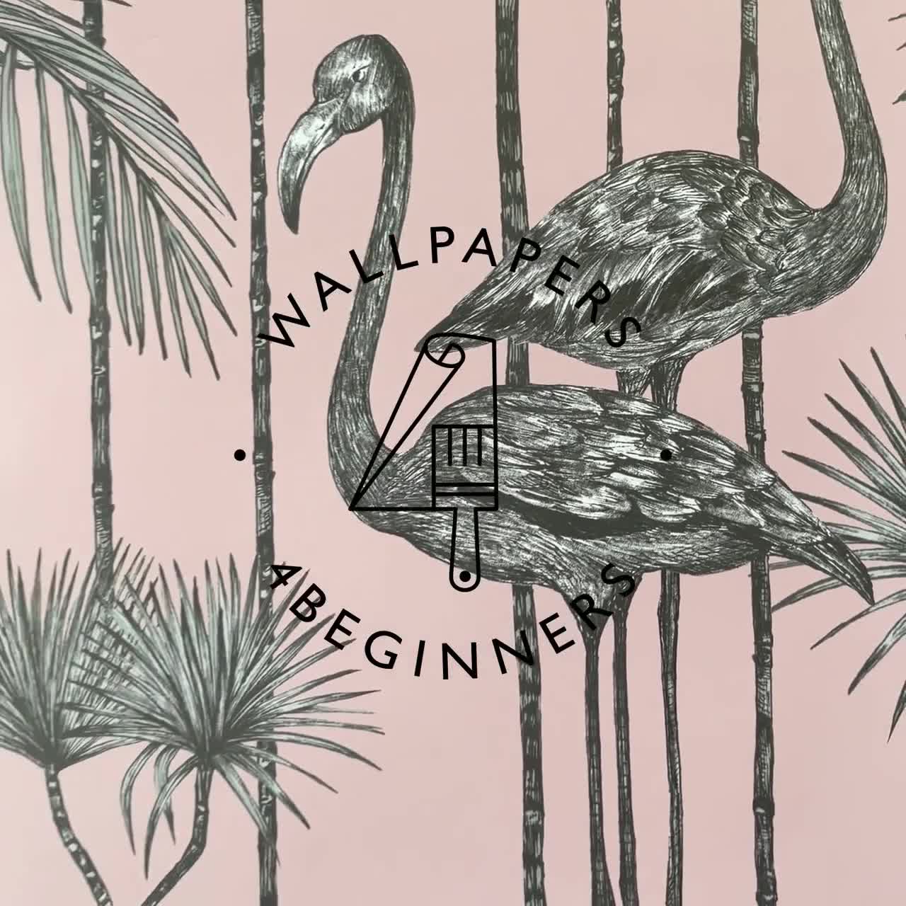 Wallpaper with flamingos and palm trees - Flamingo