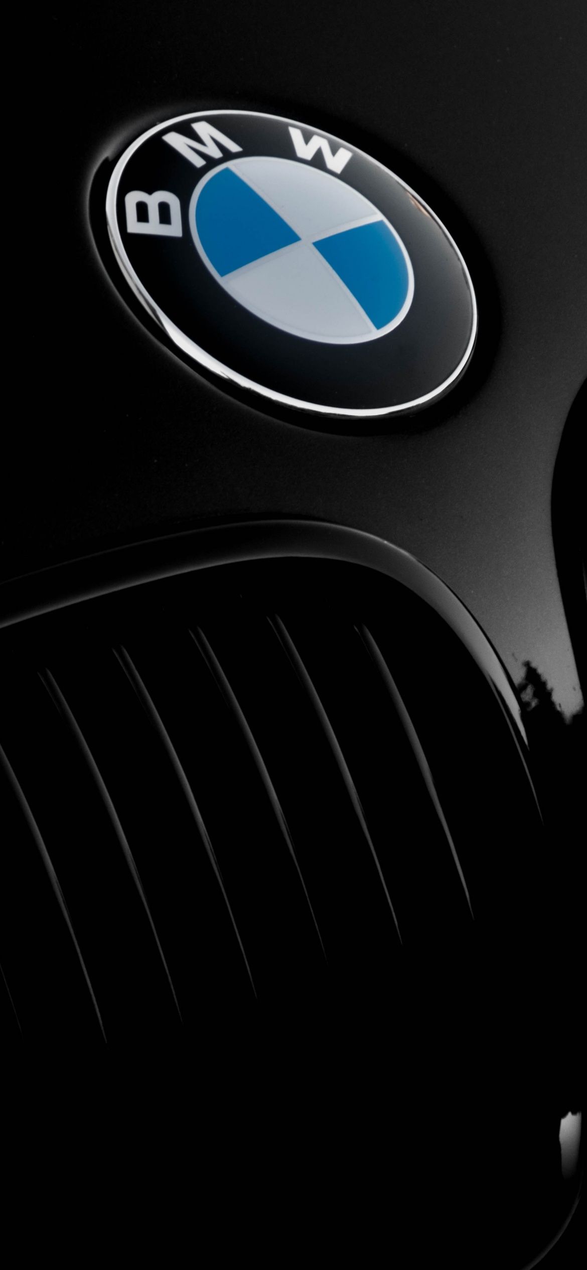 A black bmw car with the logo on it - BMW