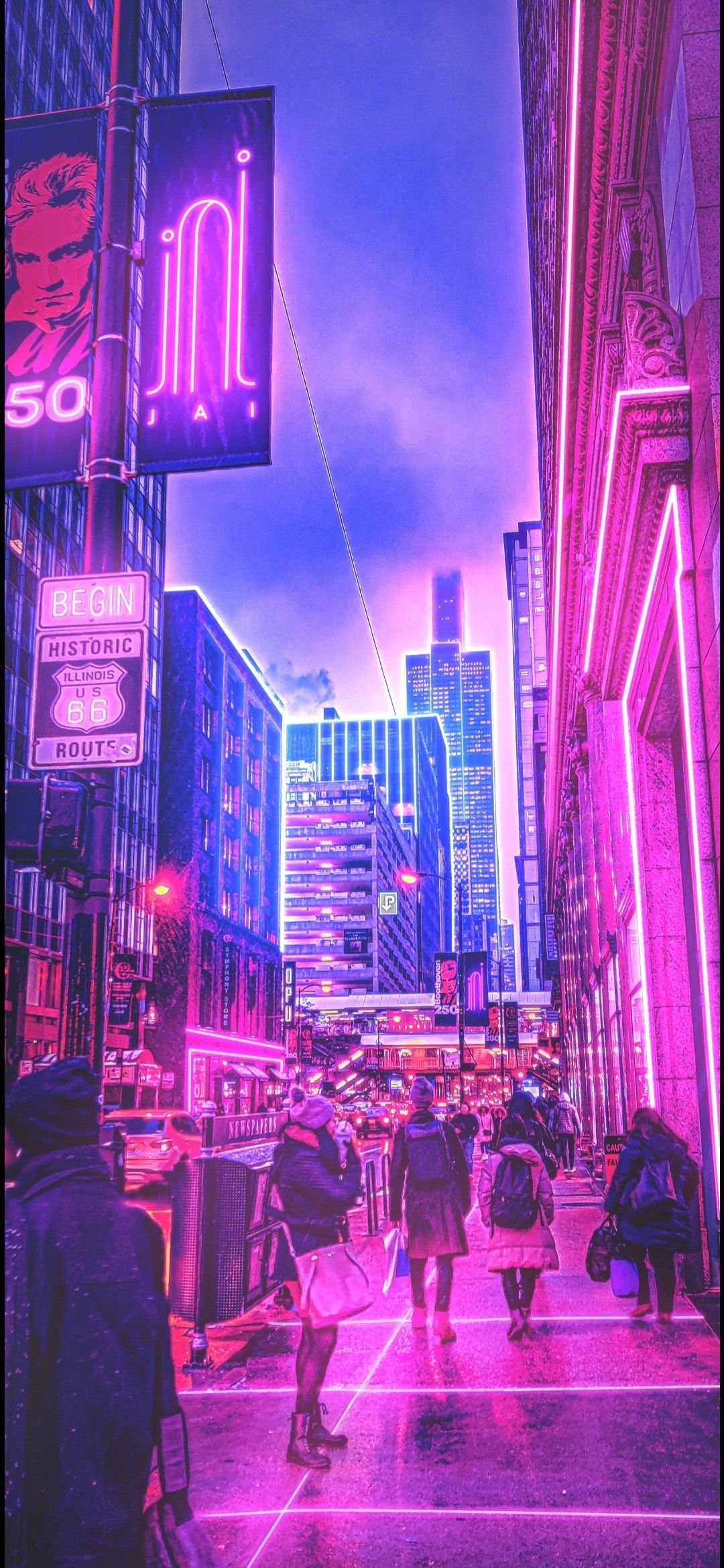 Neon City, Cyberpunk City Streets. Chicago wallpaper, Chicago aesthetic, Cyberpunk city