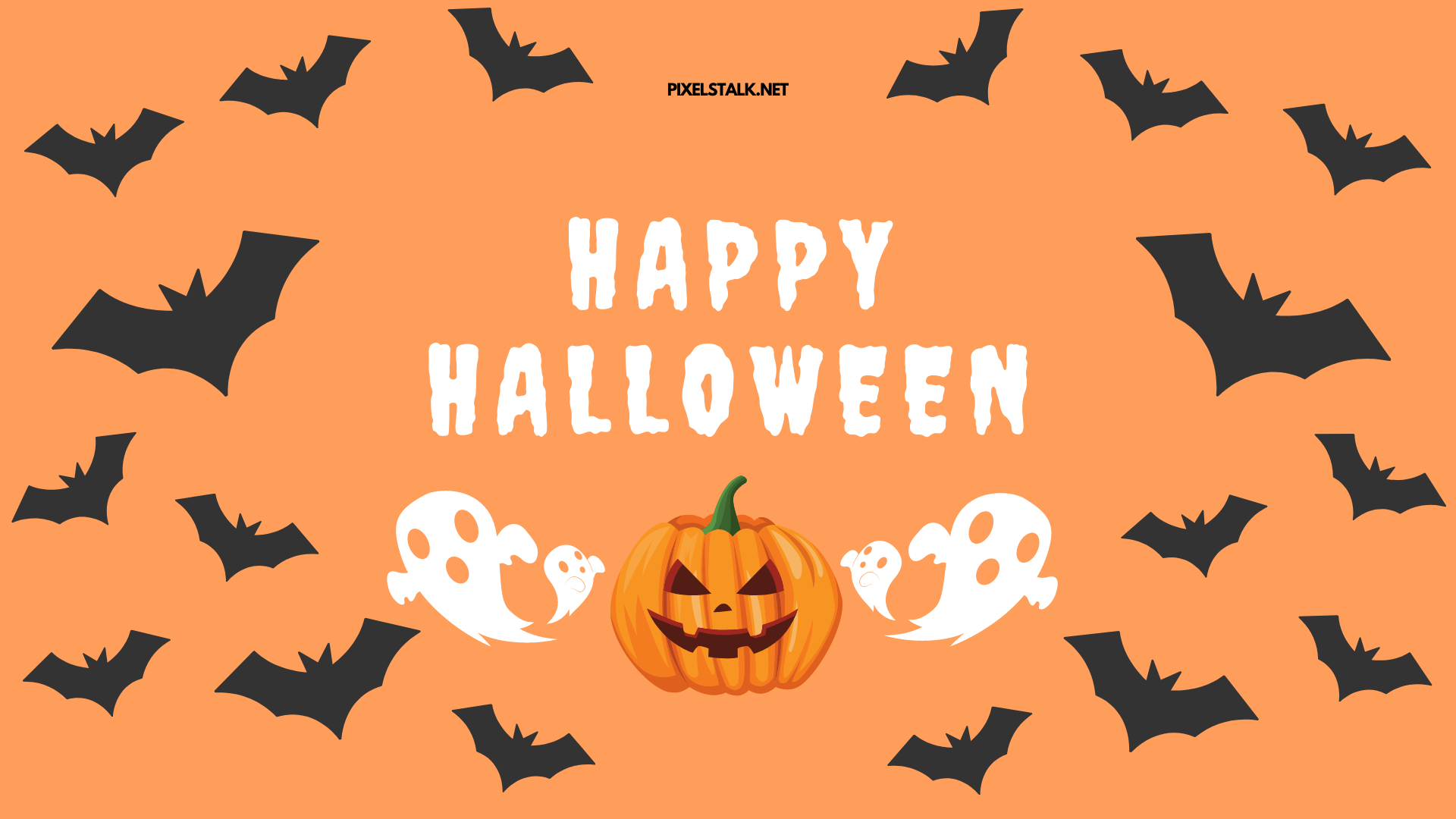 Happy halloween with bats and pumpkins - Halloween desktop