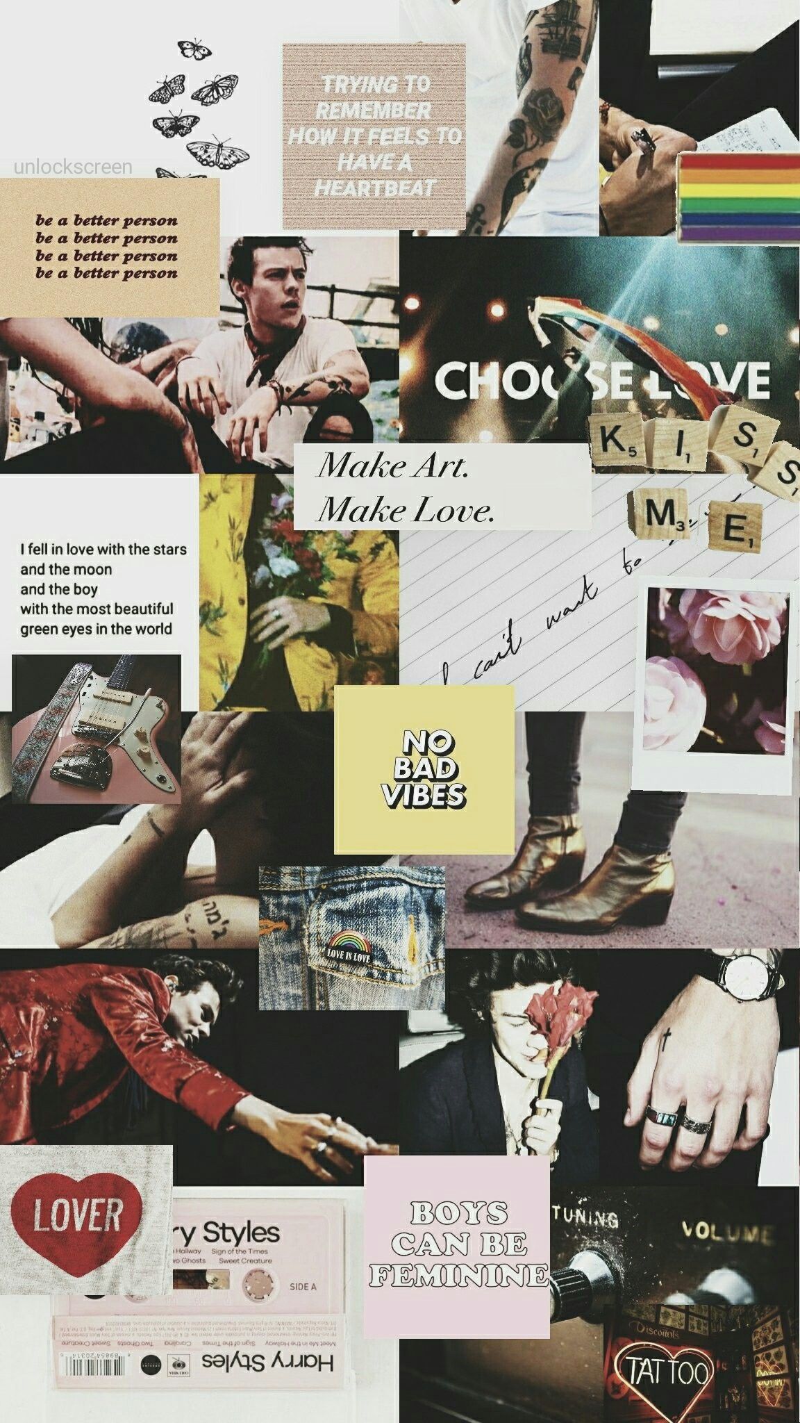 A collage of pictures and words - Harry Styles