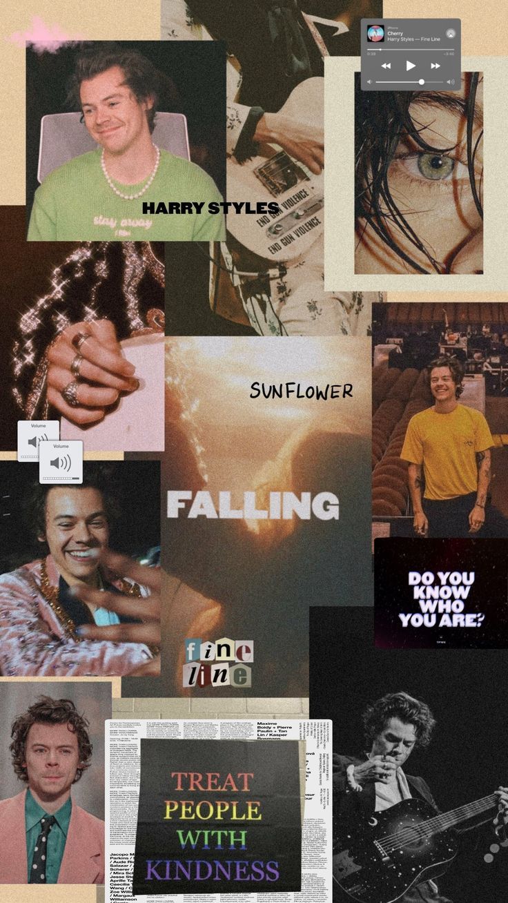 A collage of pictures with text on them - Harry Styles