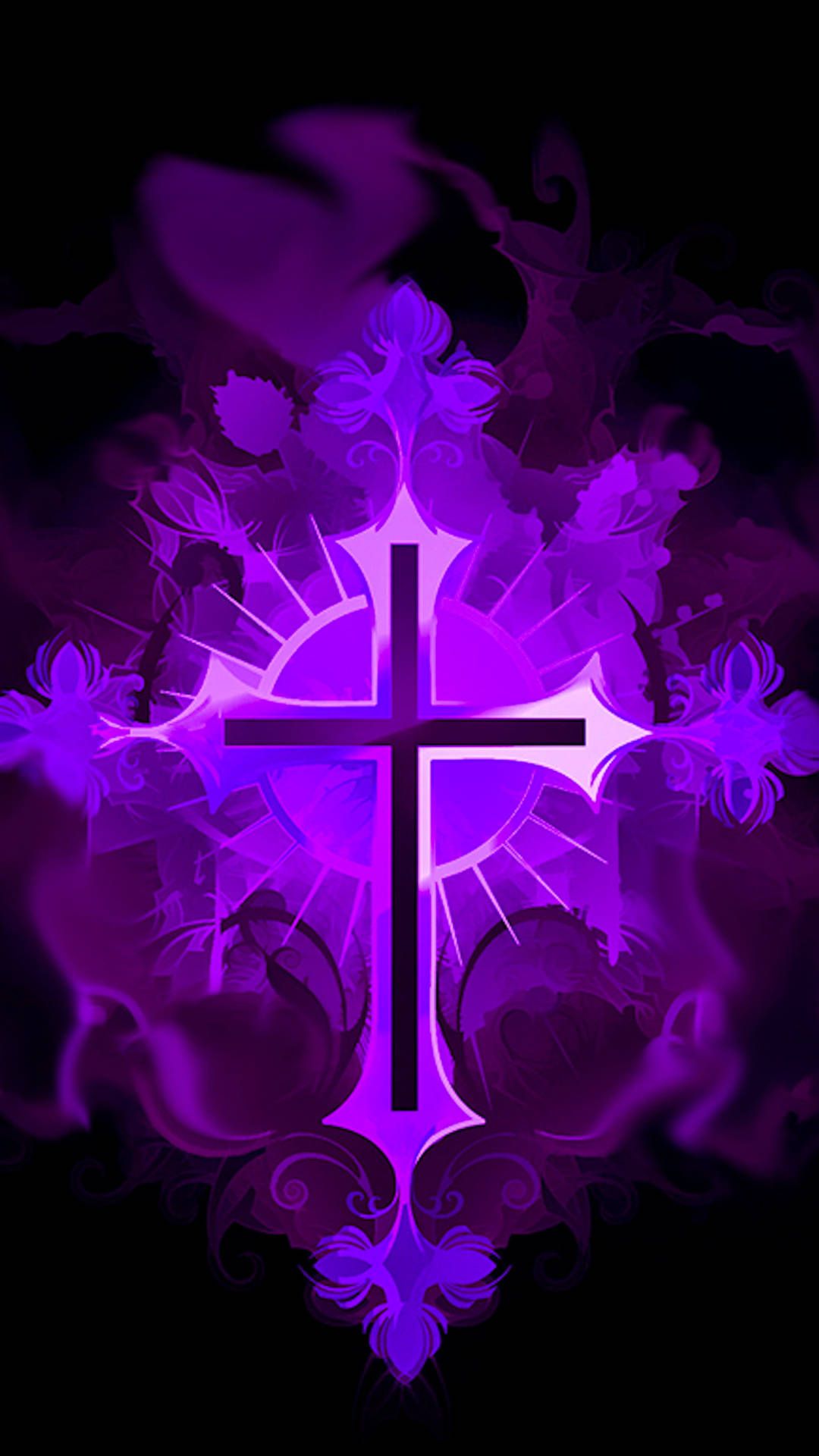 Download Jesus Cross Ornate Purple Aesthetic Wallpaper